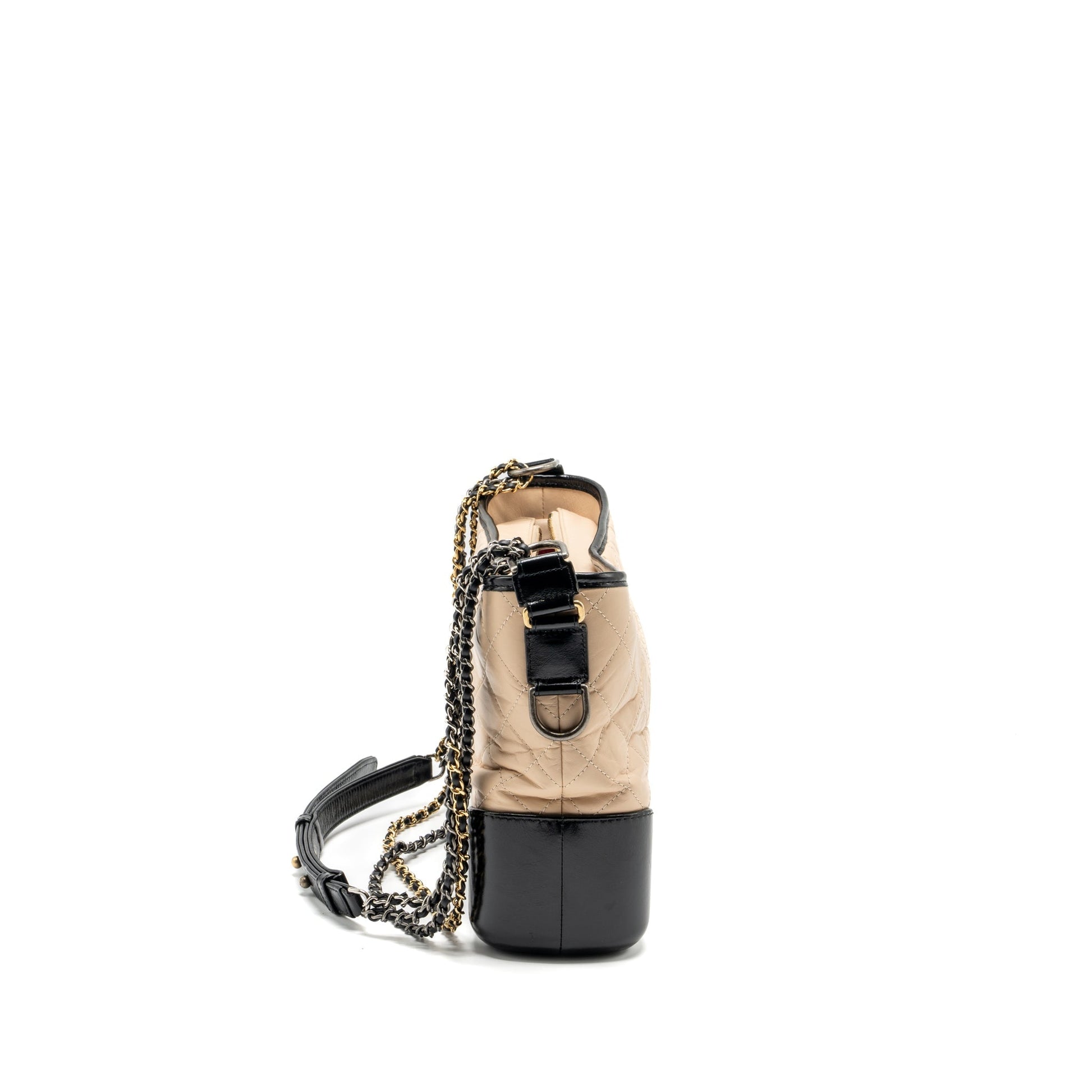 Chanel Gabrielle Hobo Aged Calfskin Hardware Multicolour Black Beige Shoulder Bag