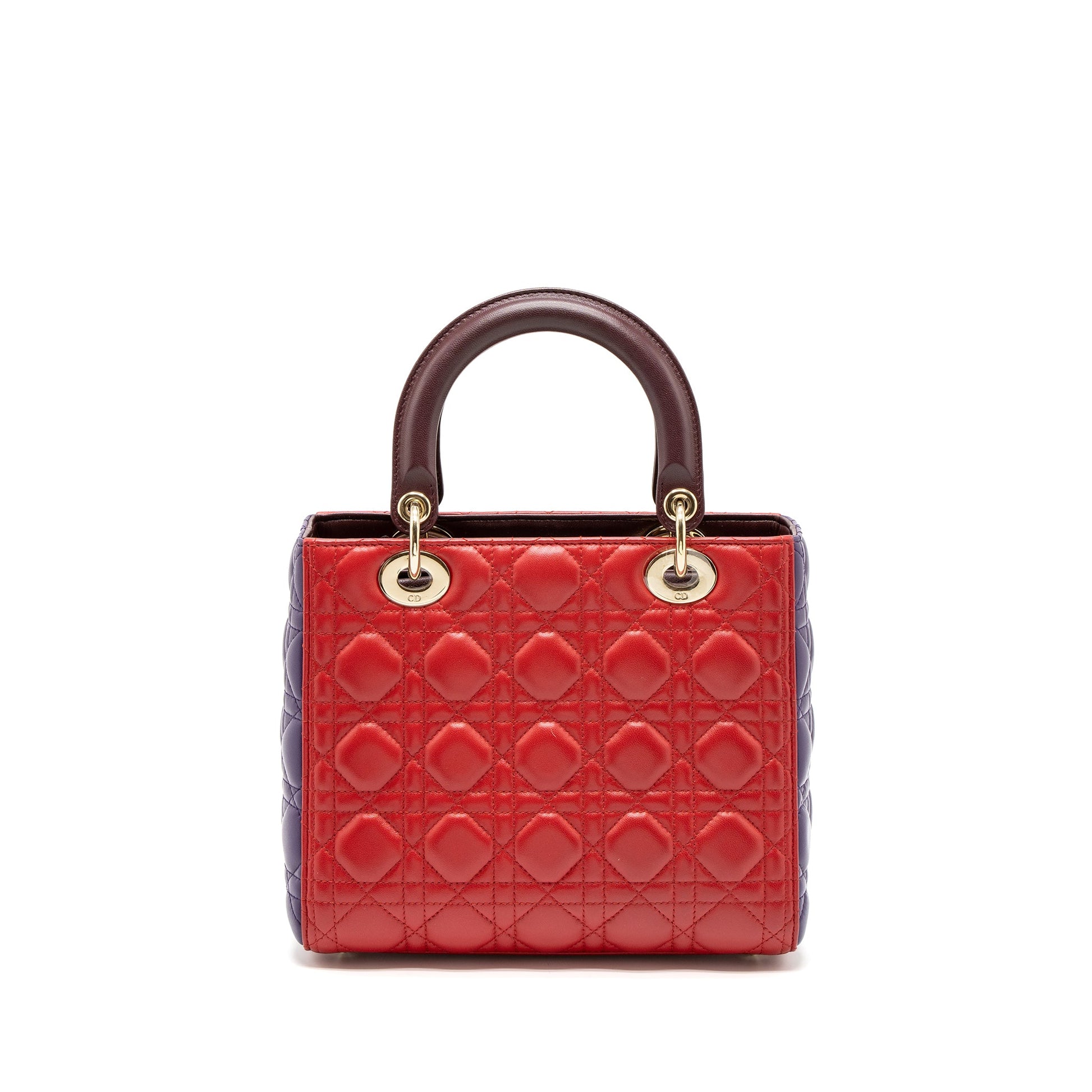 Dior Lady Purse Lambskin Multicolour Handbag Red Medium Travel Bag