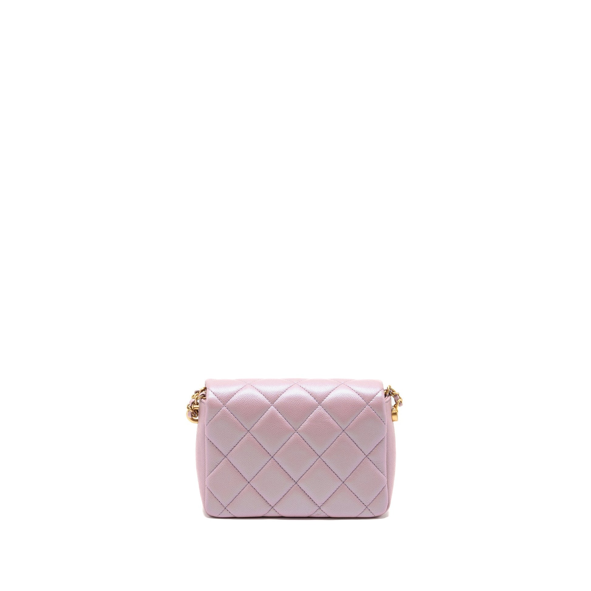 Chanel 21k My Perfect Flap Caviar Iridescent Pink Shoulder Bag Microchip 1