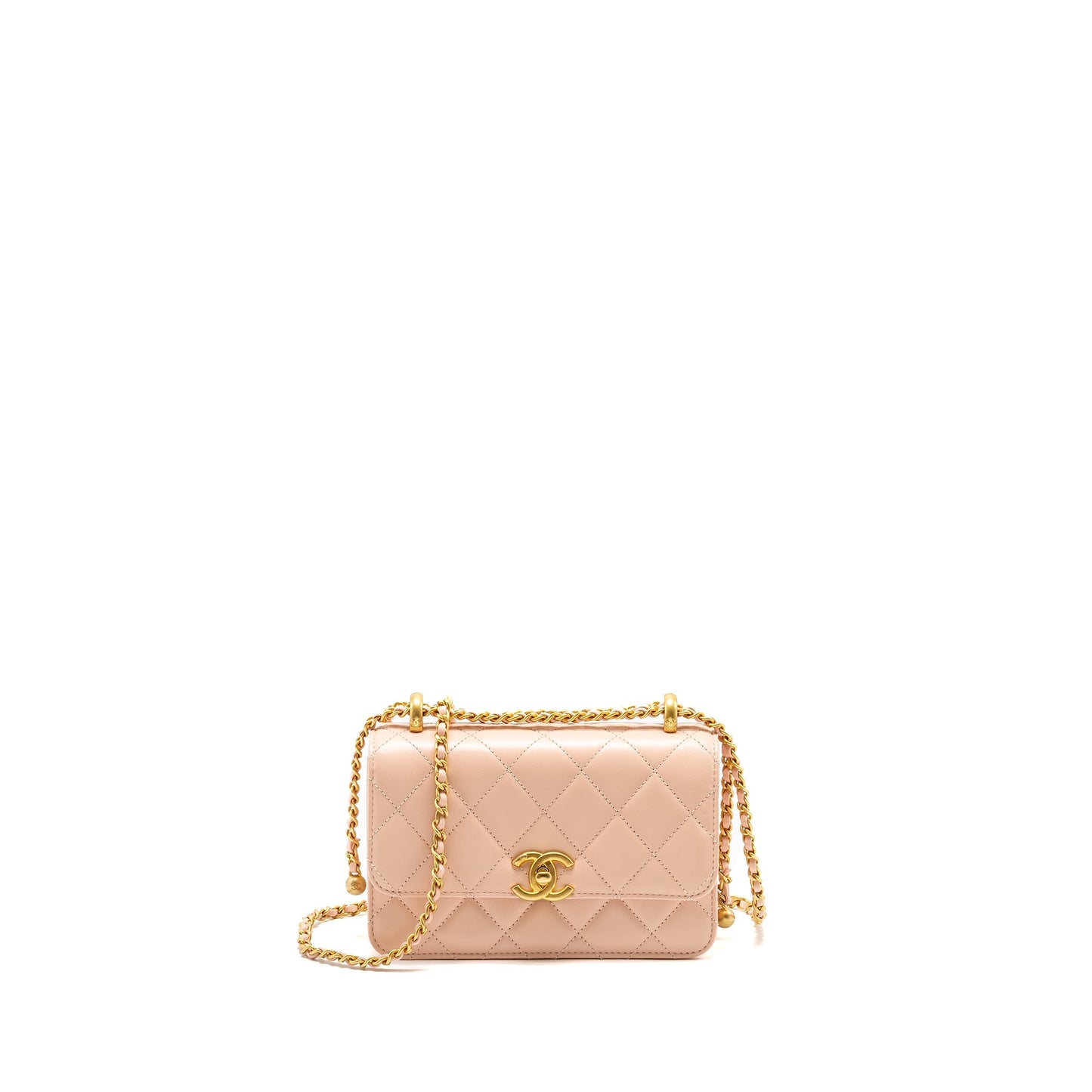 Chanel Crush Flap Calfskin Light GHW microchip Pink Gold Shoulder Bag