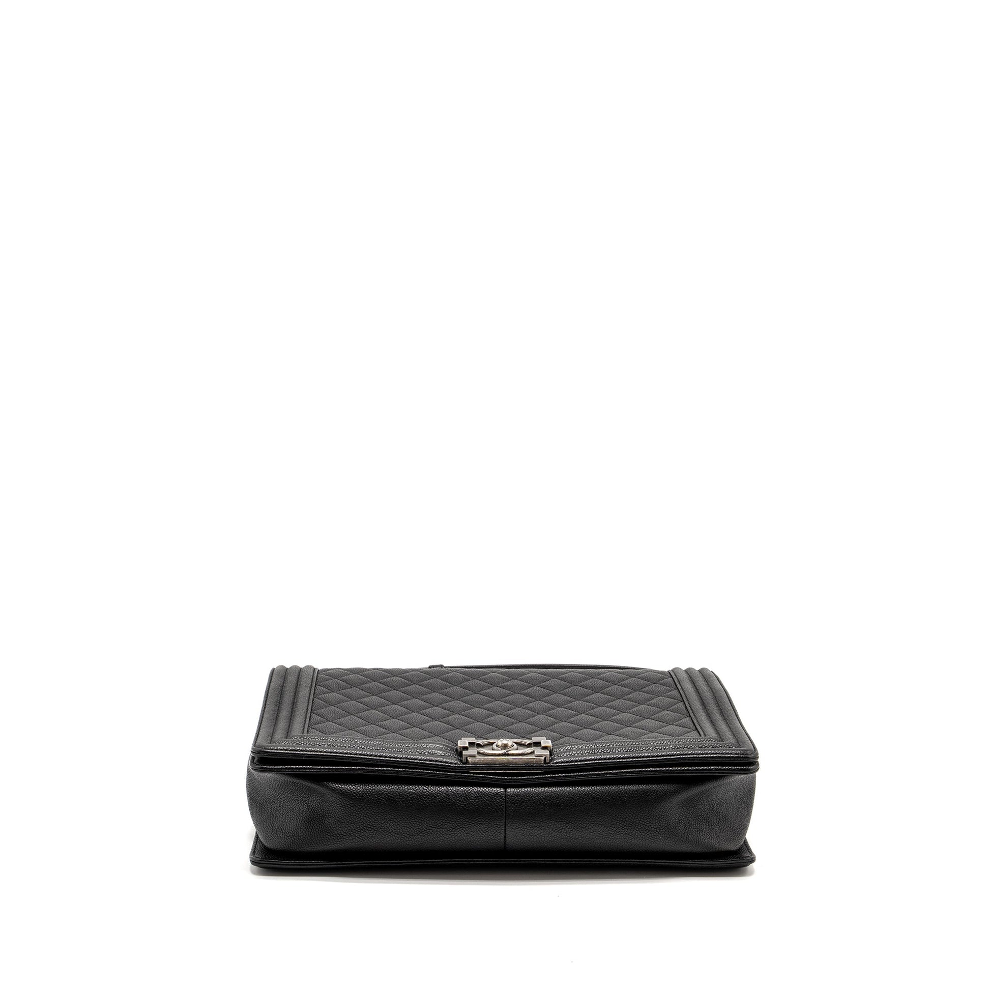 Chanel Maxi Boy Caviar Ruthenium Hardware Black Handbag