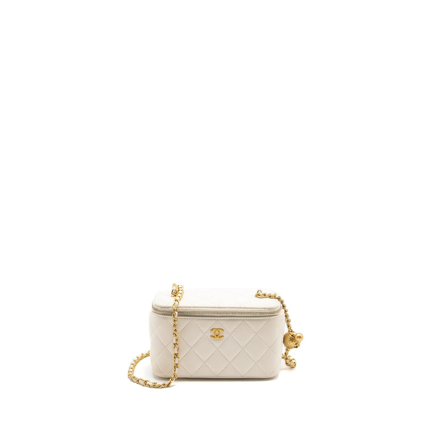 Chanel Pearl Crush Long Vanity Lambskin GHW White Handbag