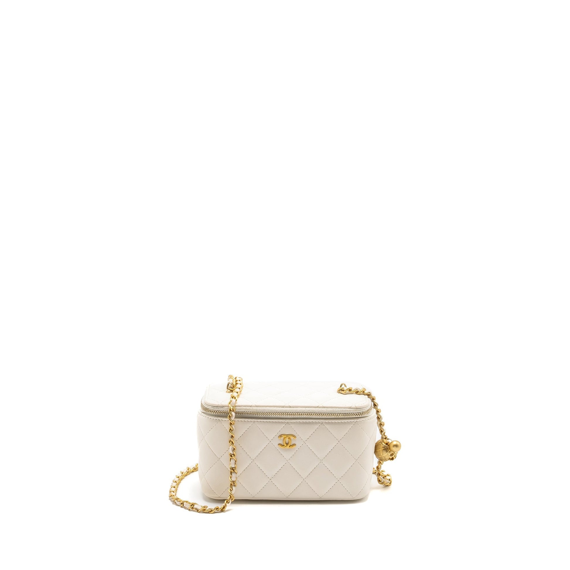 Chanel Pearl Crush Long Vanity Lambskin GHW White Handbag