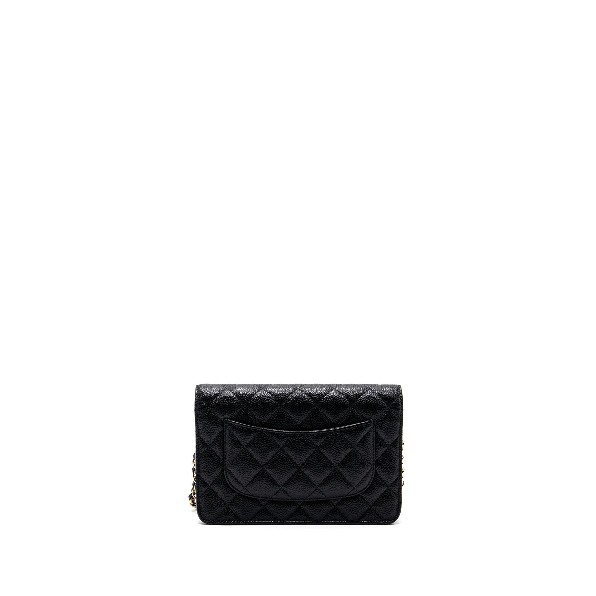 Chanel Classic On Caviar GHW Black Wallet Case Black Ghw