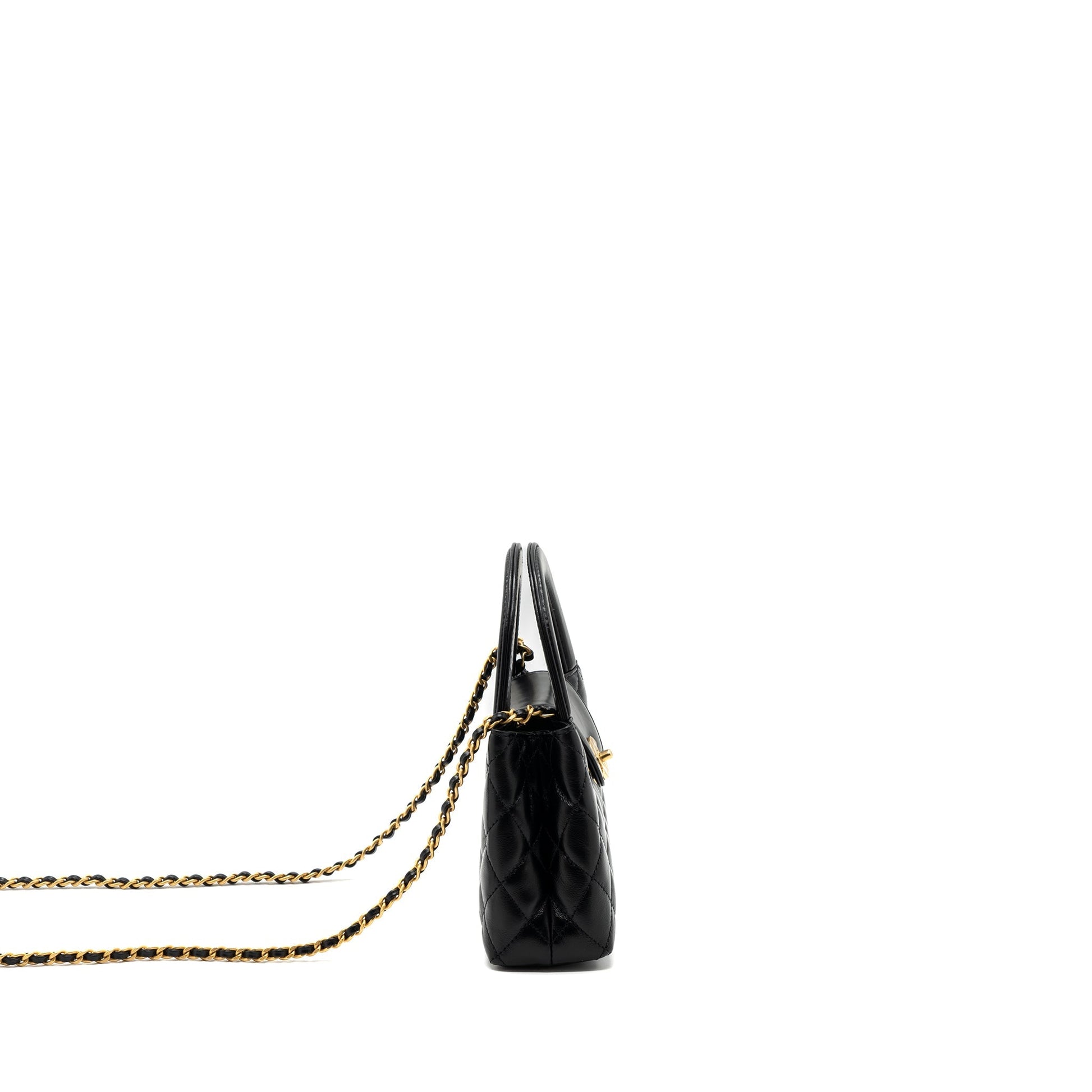 Chanel 23k Shopping Calfskin Brushed GHW Microchip Black Tote Bag