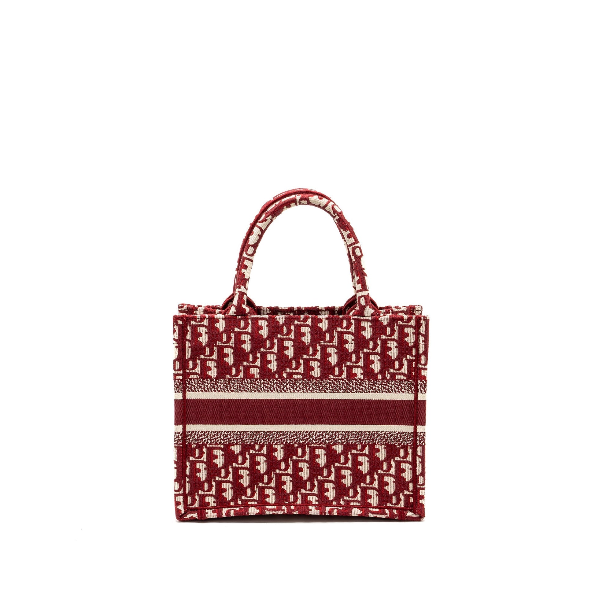 Dior Book Tote Oblique Embroidery Handbag Canvas Red Tote Bag