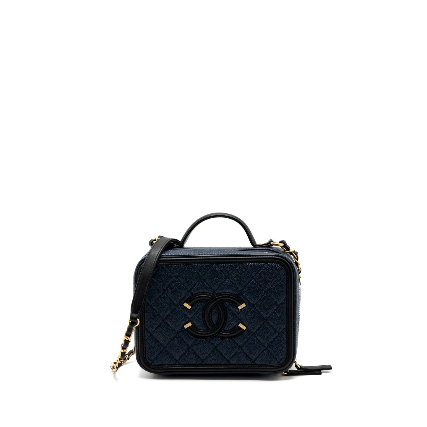 Chanel Filigree Camera Caviar Dark GHW Black Blue Crossbody Bag