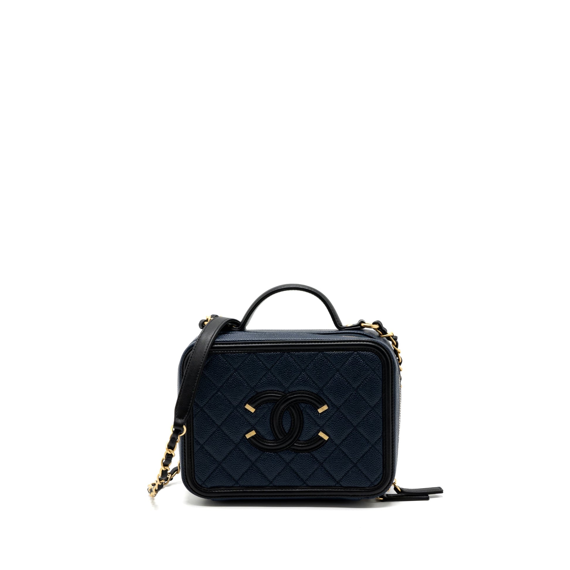 Chanel Filigree Camera Caviar Dark GHW Black Blue Crossbody Bag
