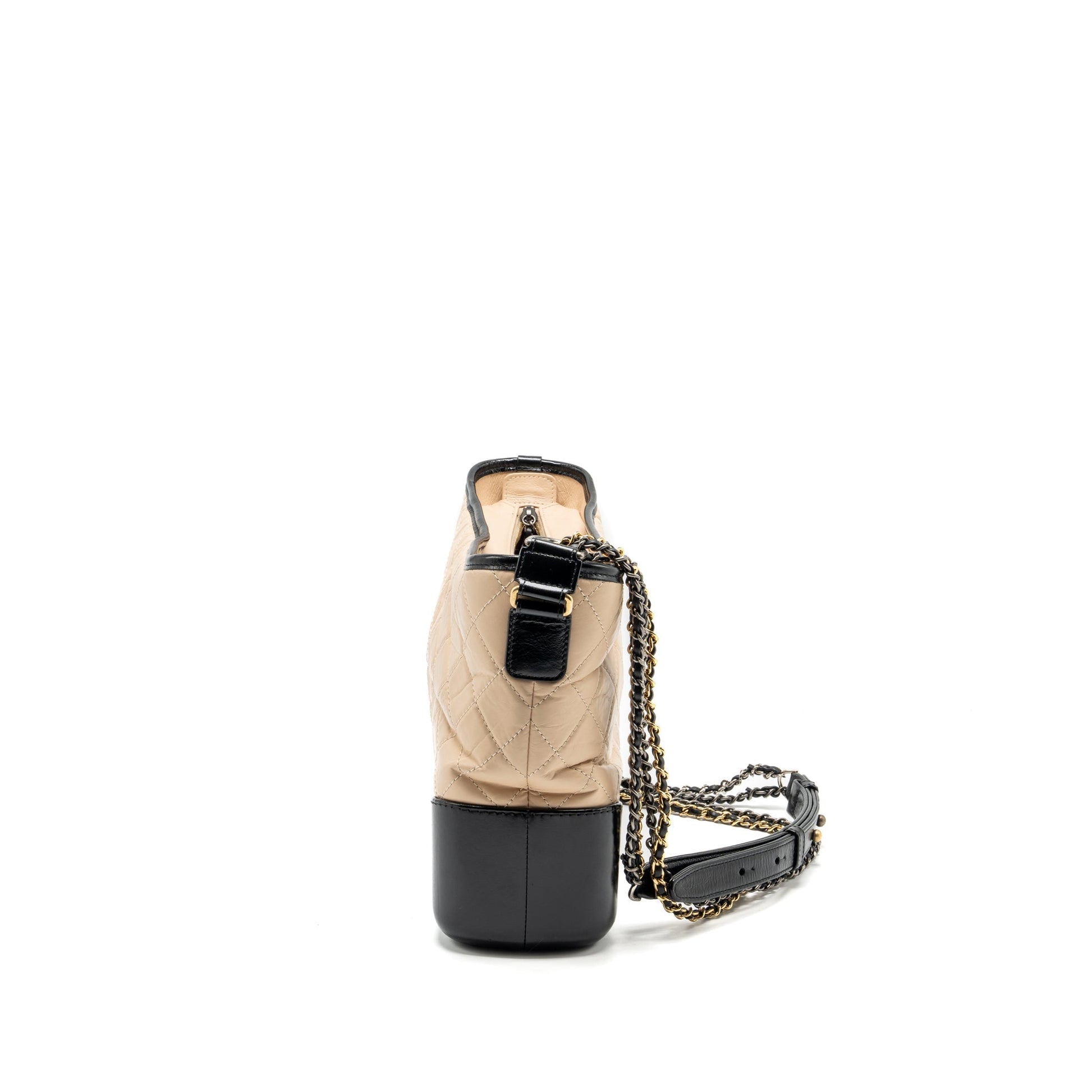 Chanel Gabrielle Hobo Aged Calfskin Hardware Multicolour Black Beige Shoulder Bag