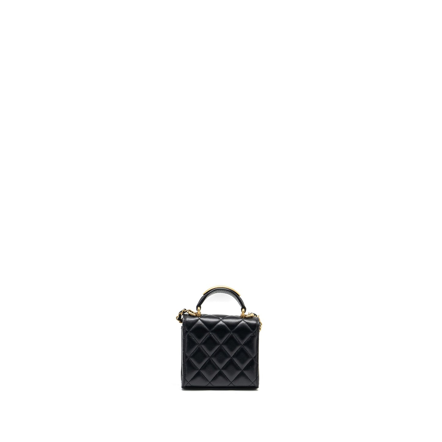 Chanel 22B Top Handle Flap Lambskin GHW Black Clutch Bag