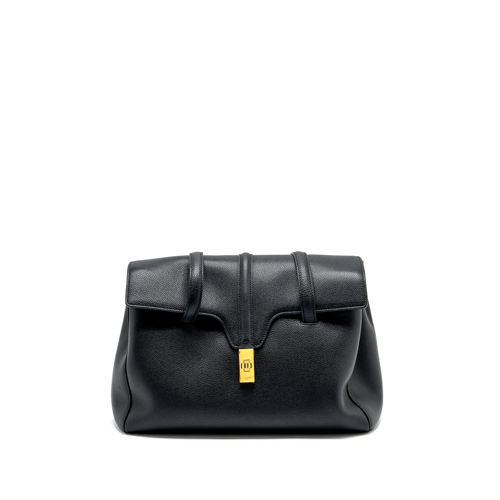 Celine Soft Purse Grained Calfskin Handbag Black Medium Travel Bag