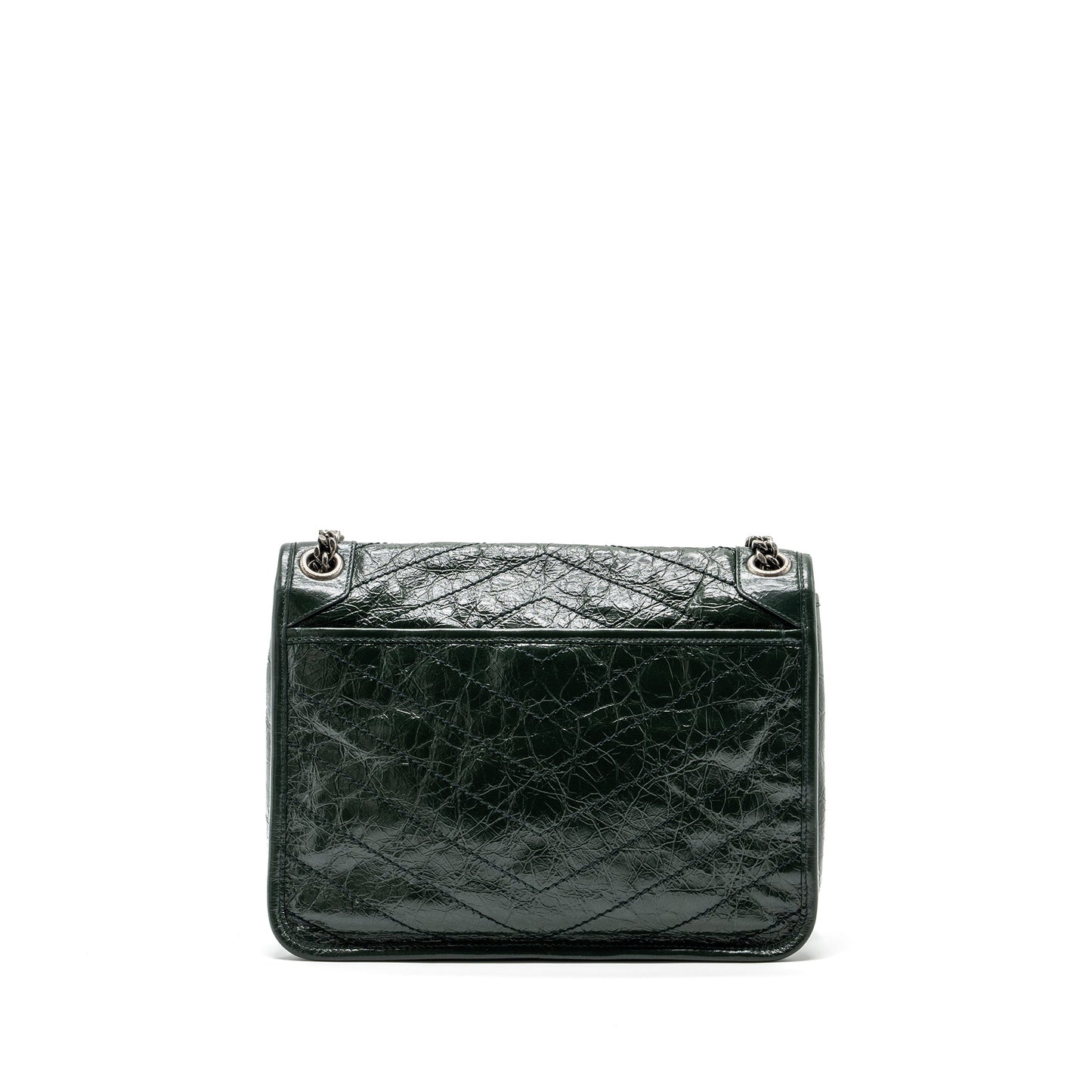 YSL Saint Laurent Saint Laurent Niki Calfskin Ruthenium Hardware Travel Green Medium Travel Bag