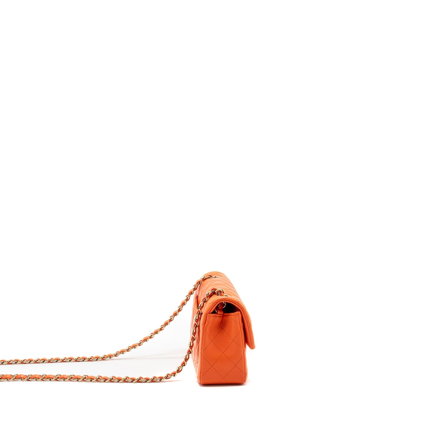 Chanel Rectangular Flap Lambskin SHW Pink Orange Shoulder Bag