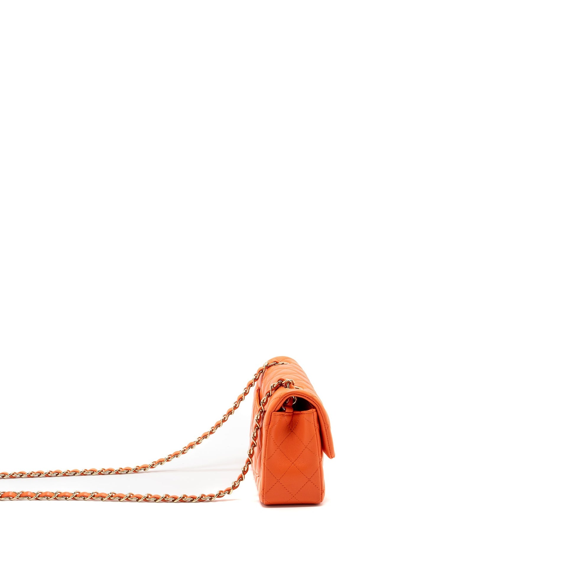 Chanel Rectangular Flap Lambskin SHW Pink Orange Shoulder Bag
