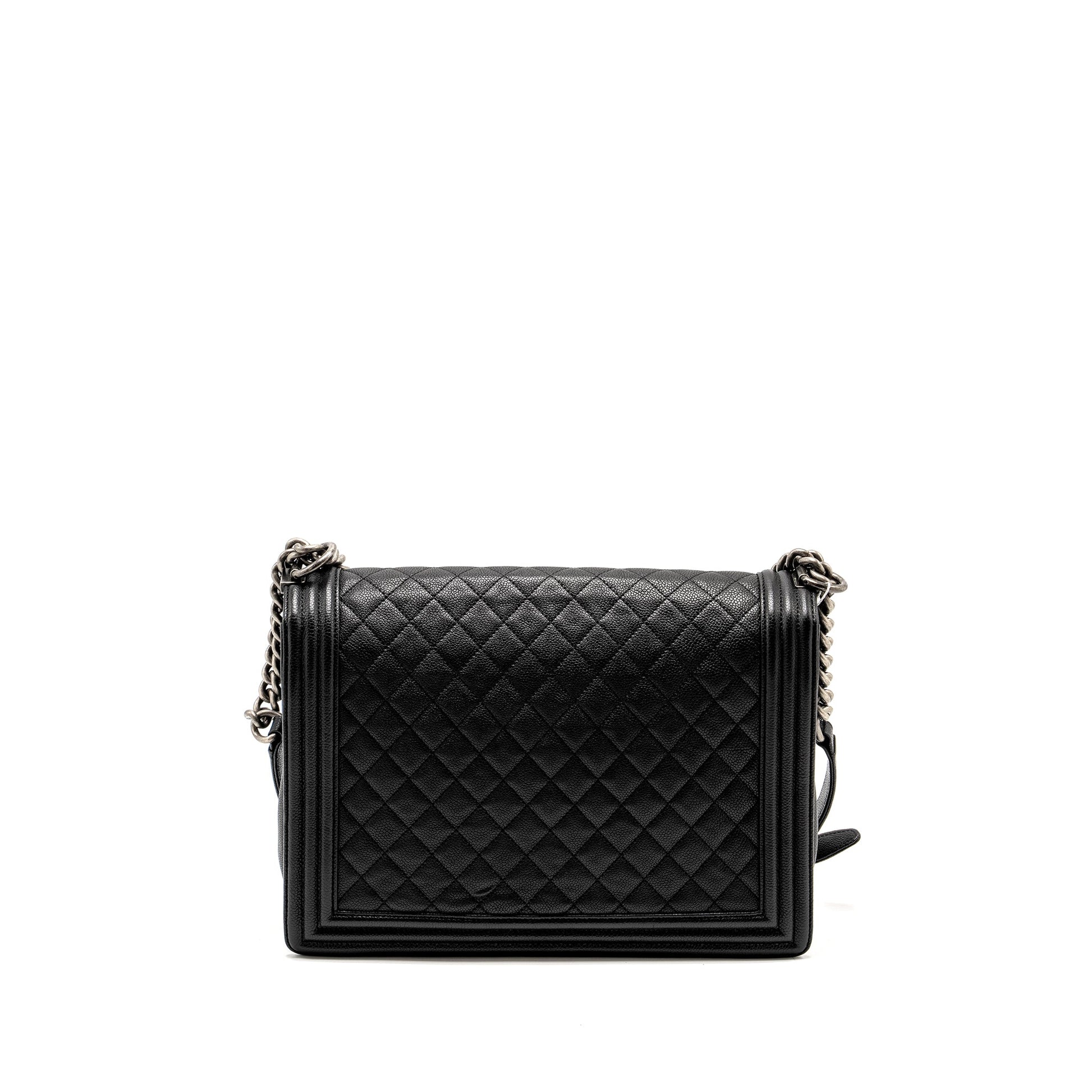 Chanel Maxi Boy Caviar Ruthenium Hardware Black Handbag