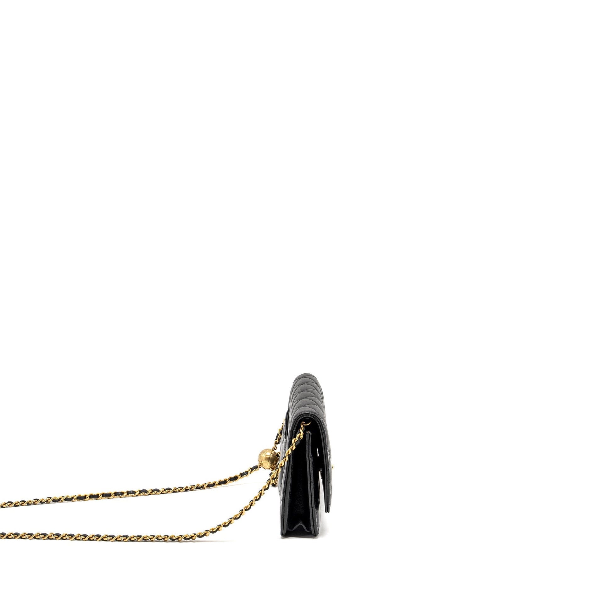 Chanel Pearl Crush on Lambskin GHW Microchip Black Wallet Case Microchip 1