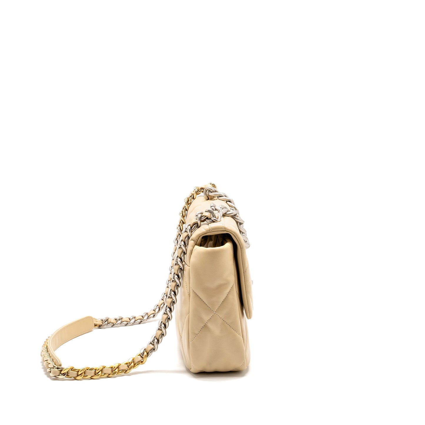 Chanel 19 Lambskin Light Hardware Microchip Multicolour Beige Handbag