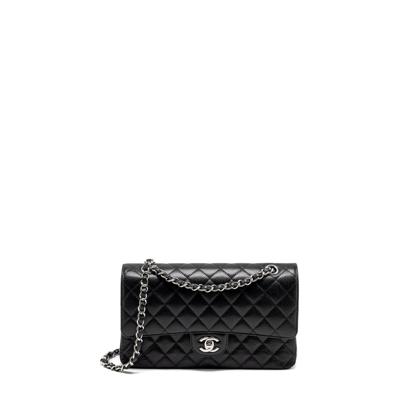 Chanel Classic Double Flap Caviar SHW Microchip Black Shoulder Bag Microchip 3