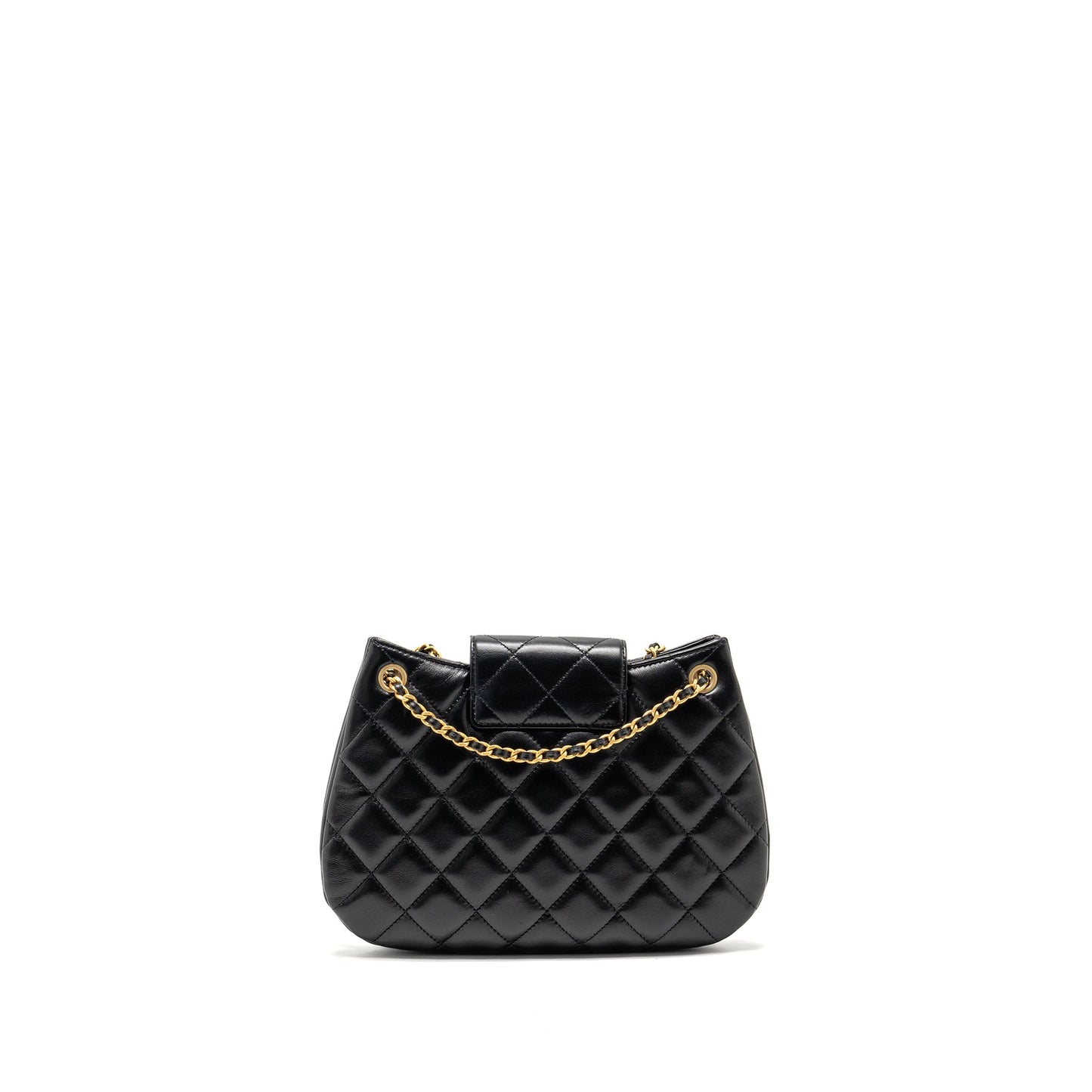 Chanel 24C Quilted Messenger Lambskin GHW Microchip Black Small Messenger Bag
