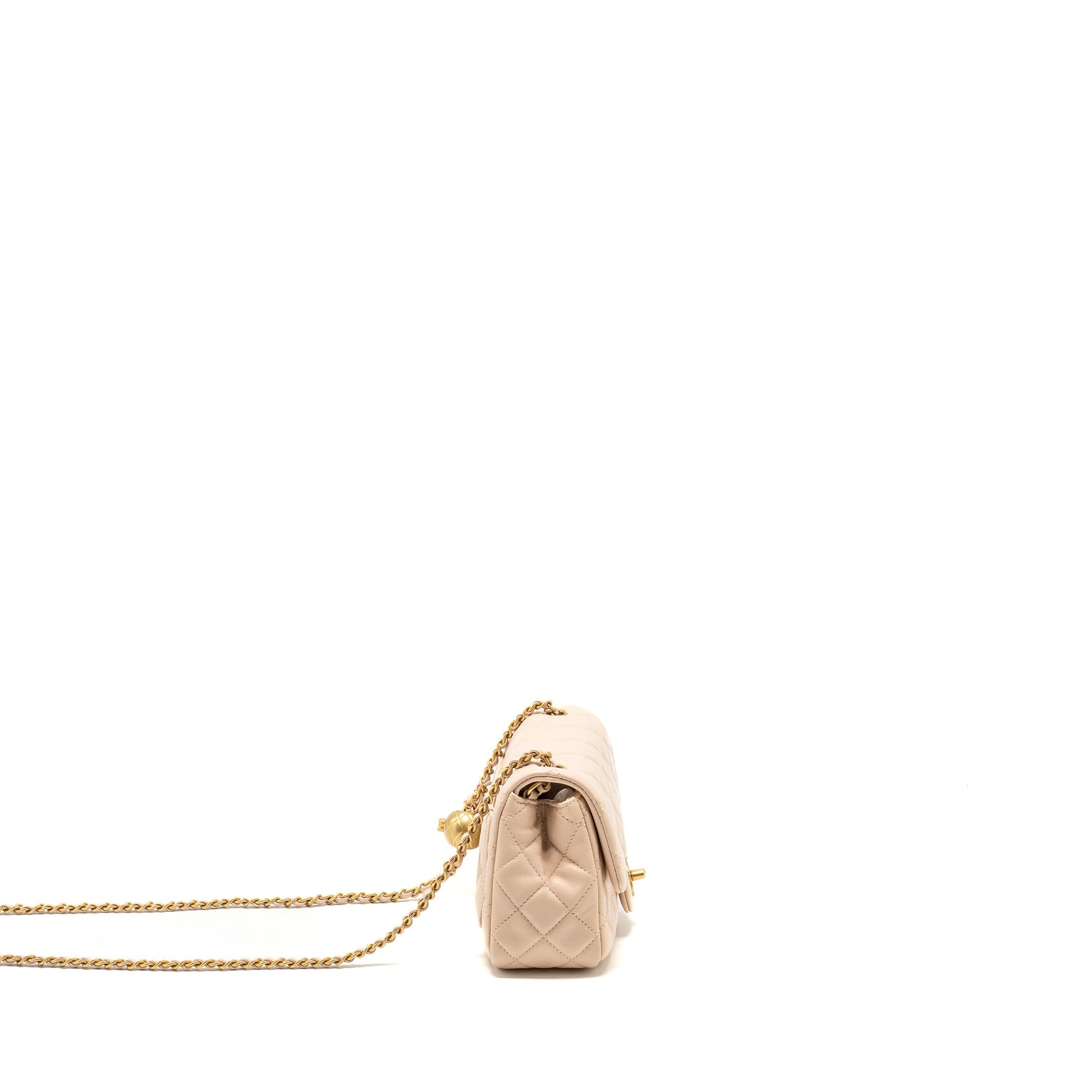 Chanel Pearl Crush Square Flap Lambskin Light Beige Shoulder Bag