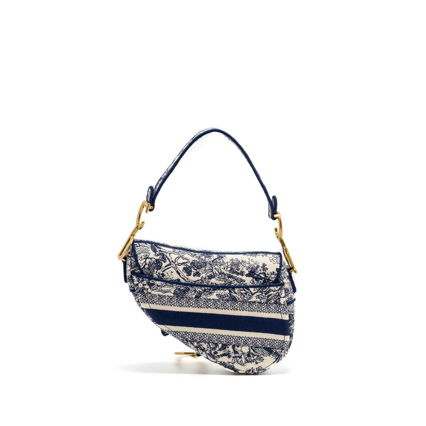 Dior Saddle Purse Toile De Jouy Handbag Blue Medium Travel Bag