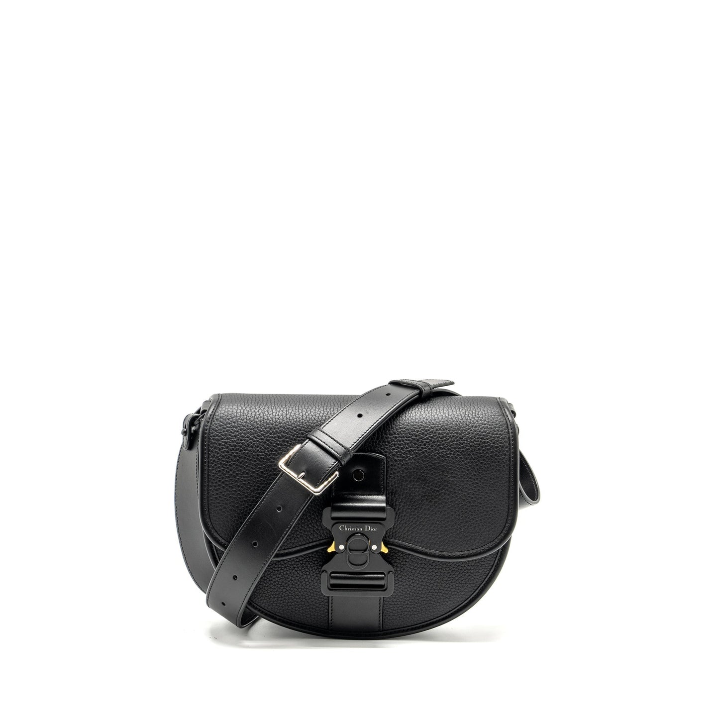 Dior Large Gallop Purse With Strap Grained Smooth Black Gold Travel Bag