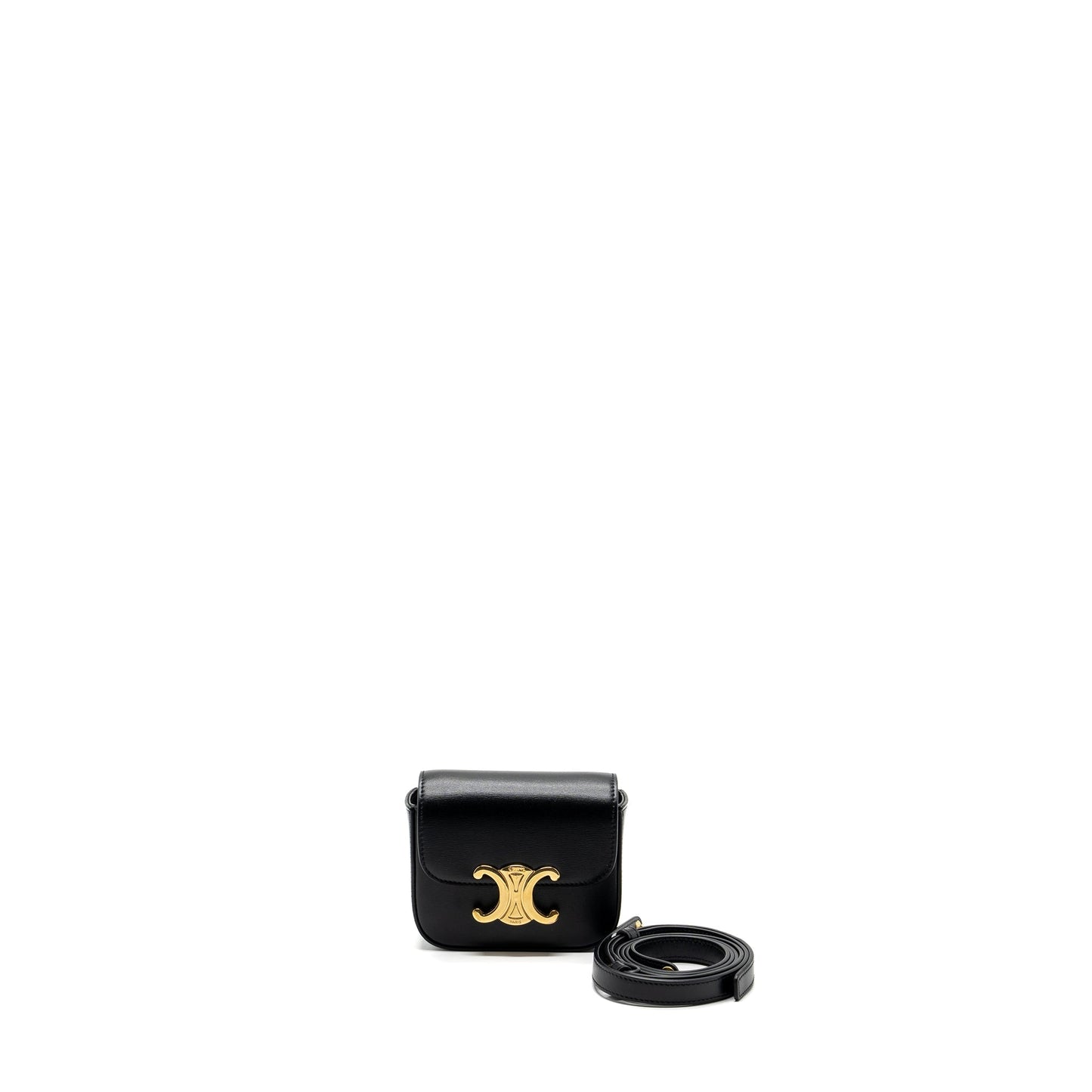 Celine Claude Shiny Calfskin Handbag Black Mini Travel Bag