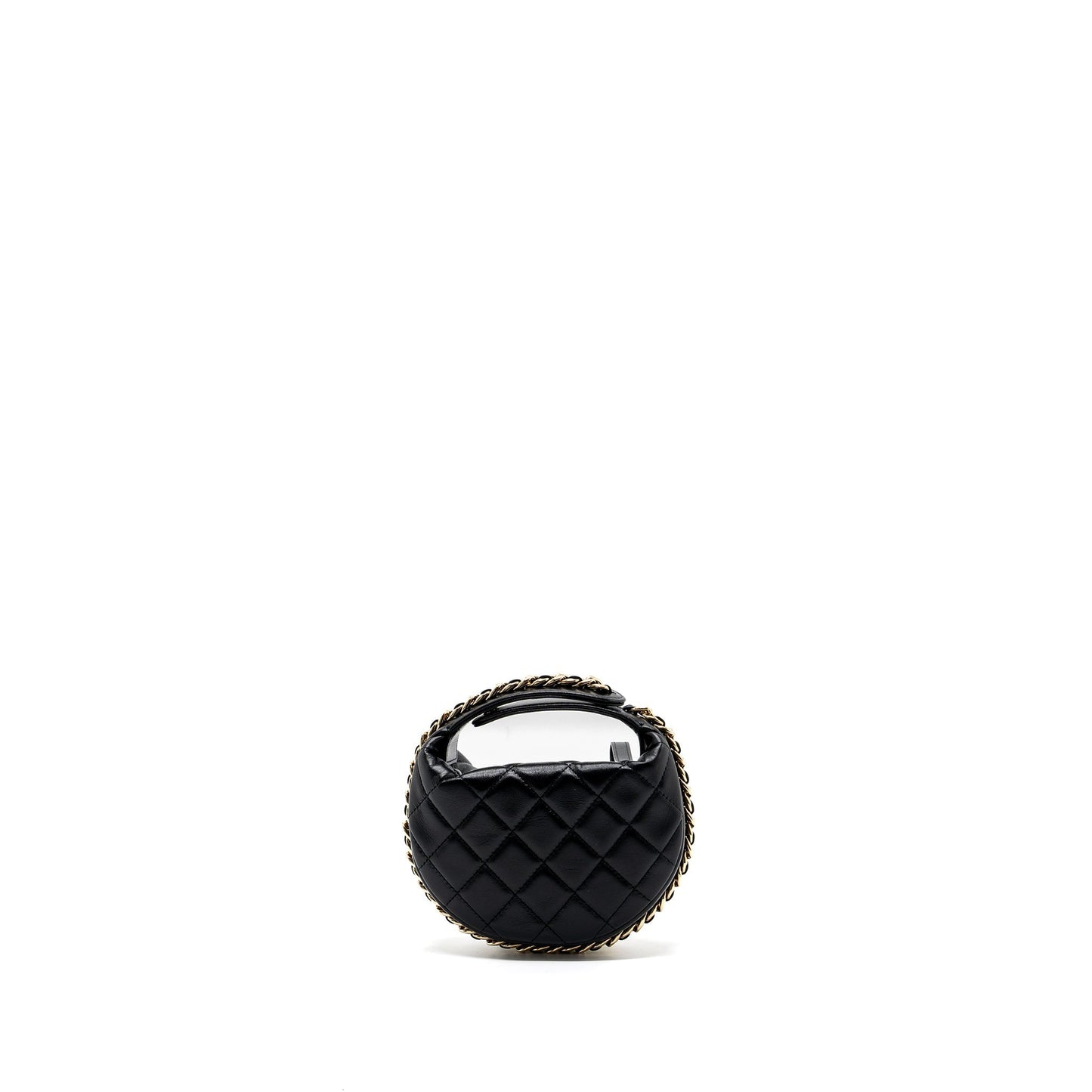 Chanel 23C round lambskin GHW microchip Black Clutch Bag