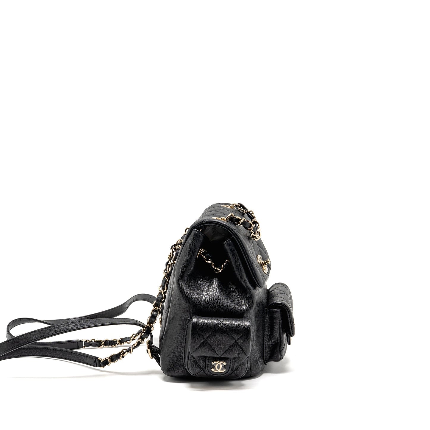 Chanel Triple Pocket Backpack Caviar LGHW microchip Black Black 2