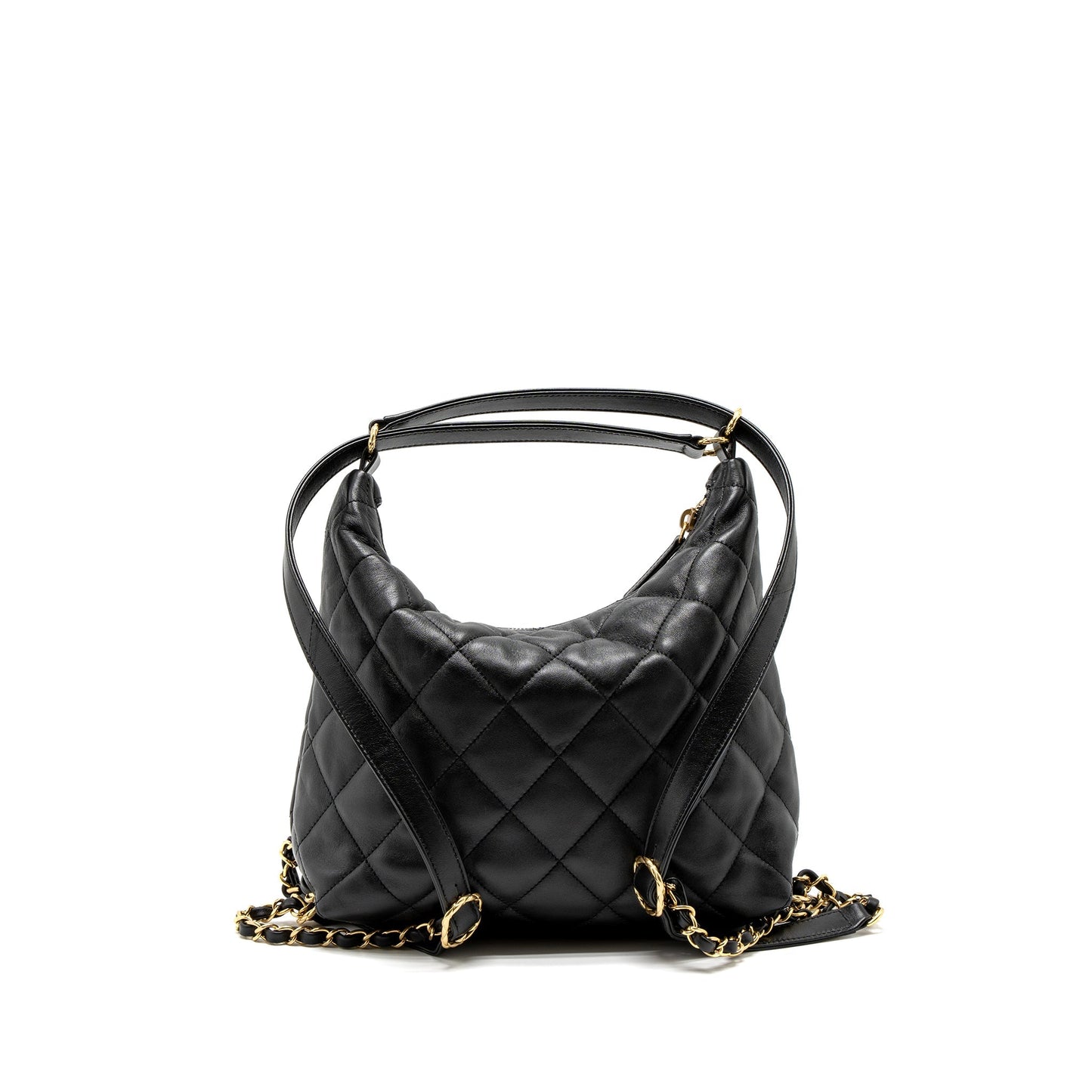 Chanel 22B Hobo Lambskin Brushed GHW Microchip Black Shoulder Bag