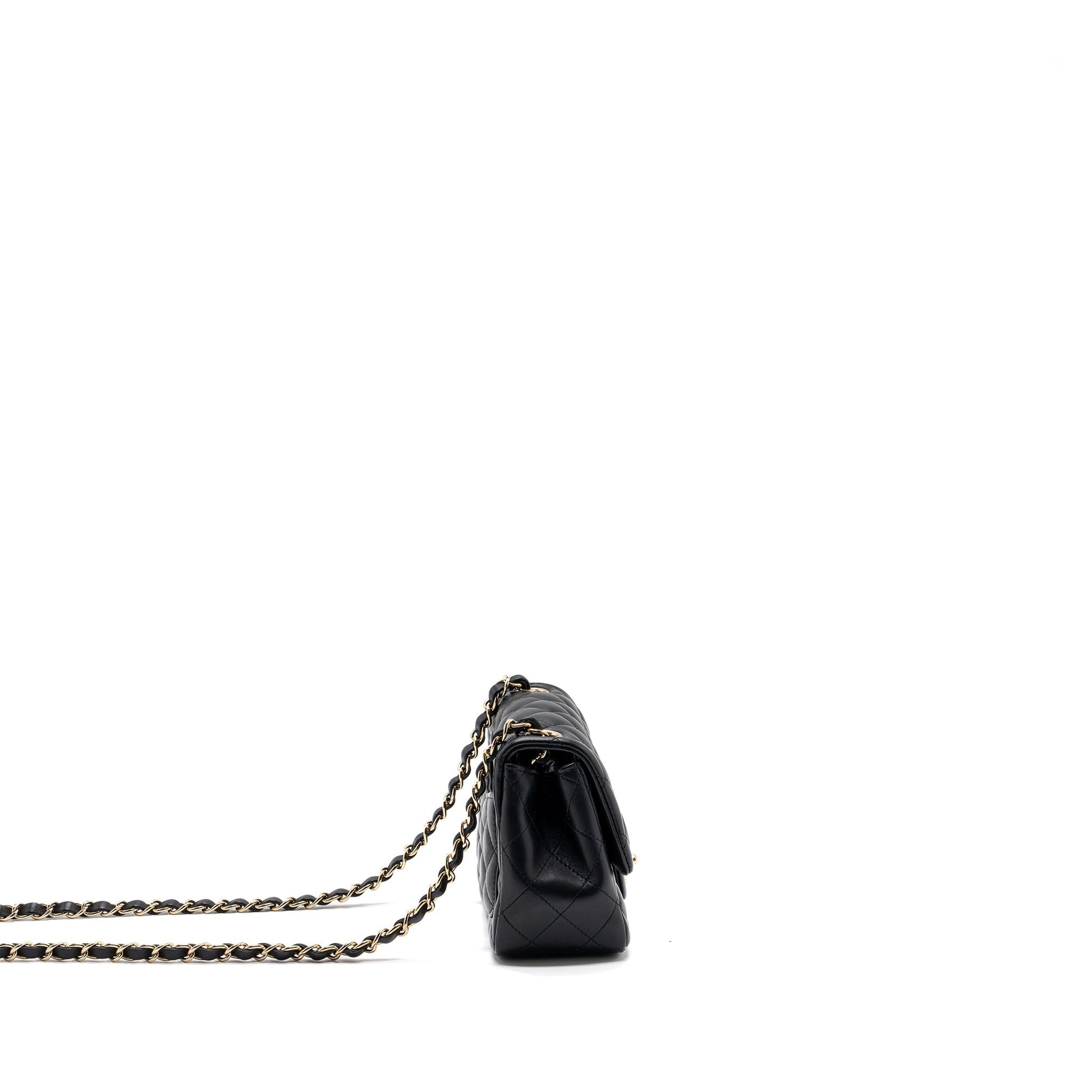 Chanel Classic Square Flap Lambskin LGHW Black Shoulder Bag