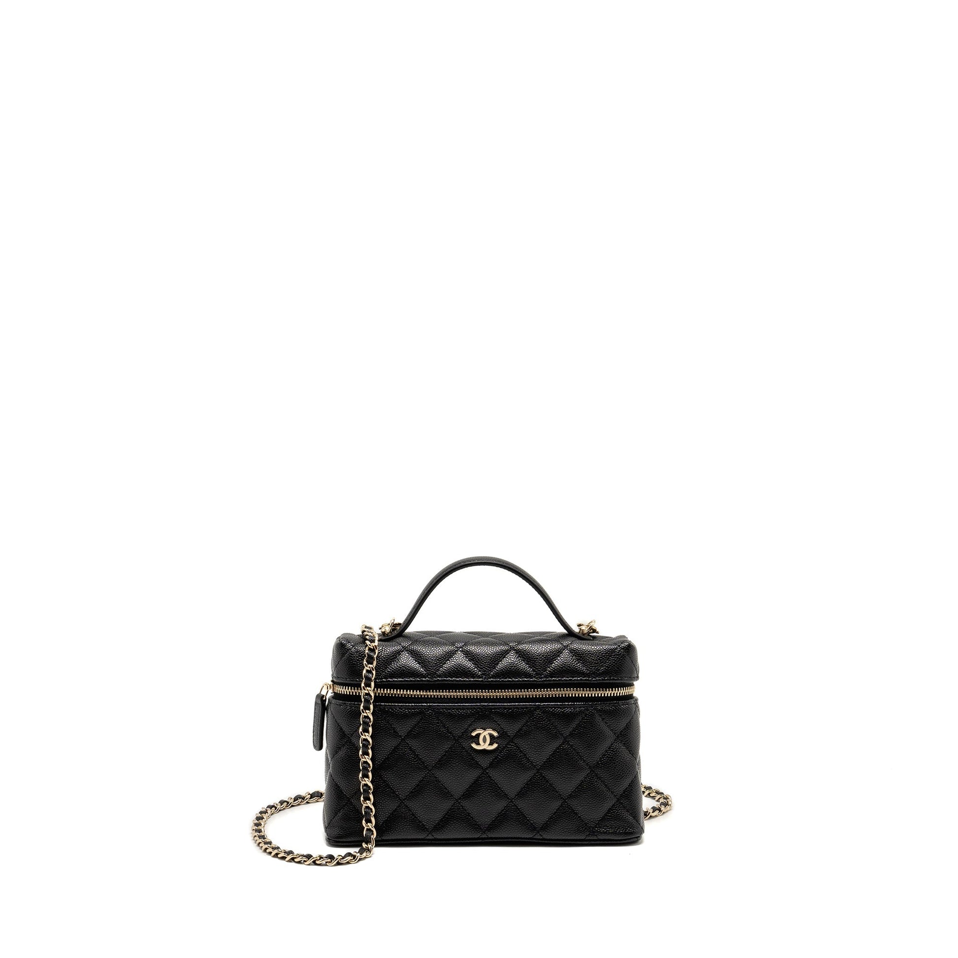 Chanel CC Top Handle Vanity Caviar LGHW Black Handbag