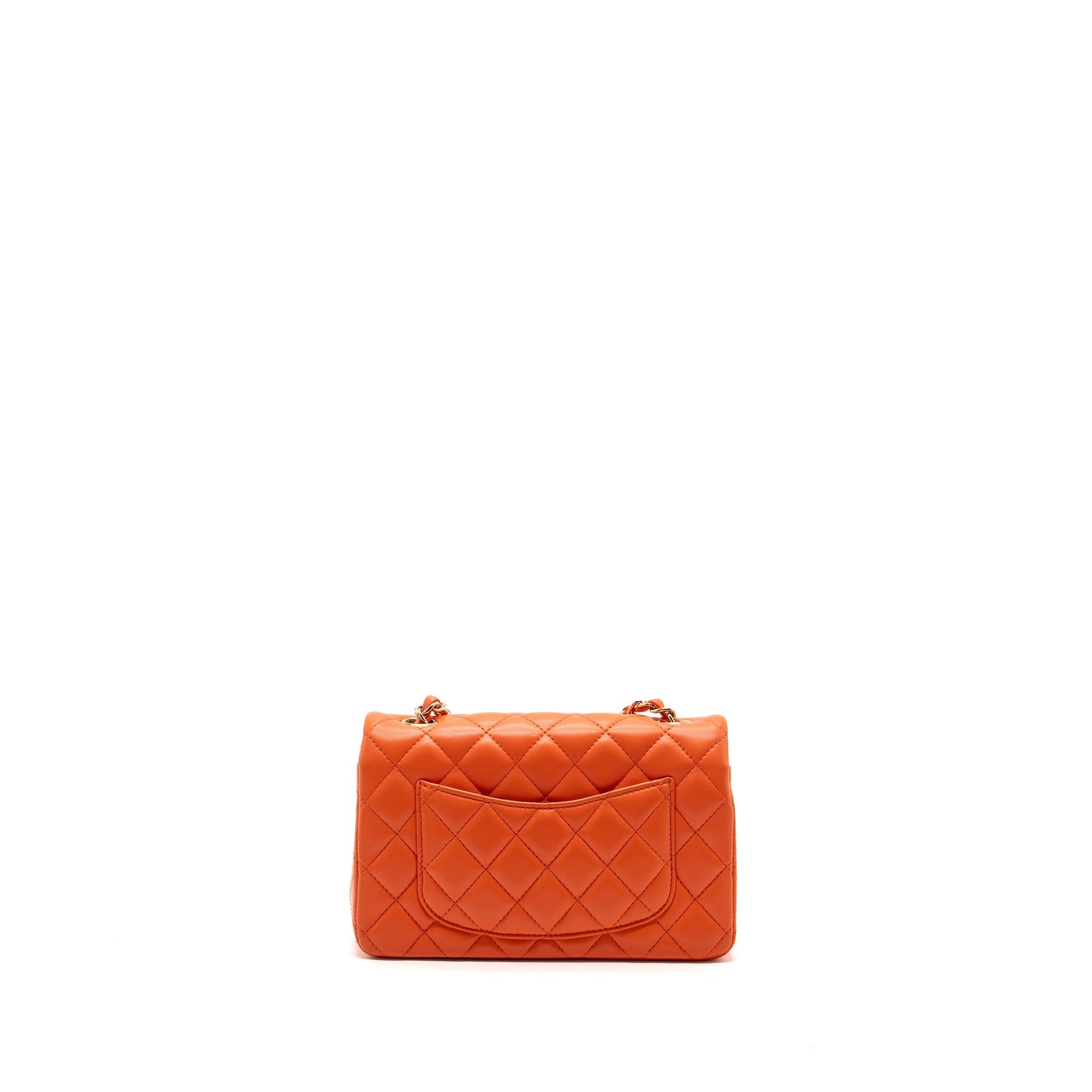 Chanel Rectangular Flap Lambskin SHW Pink Orange Shoulder Bag