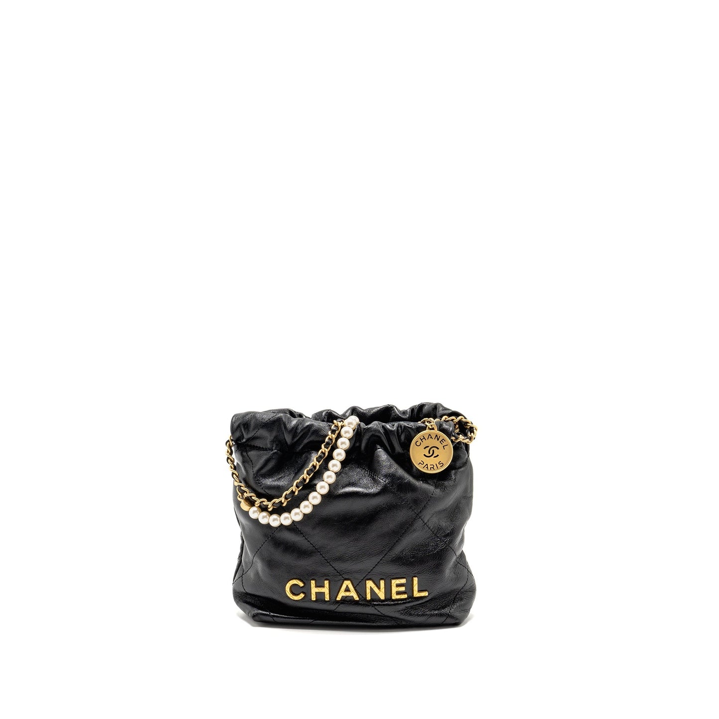 Chanel 23s 22 Pearl Shiny Calfskin GHW Mini Bag Ghw Microchip