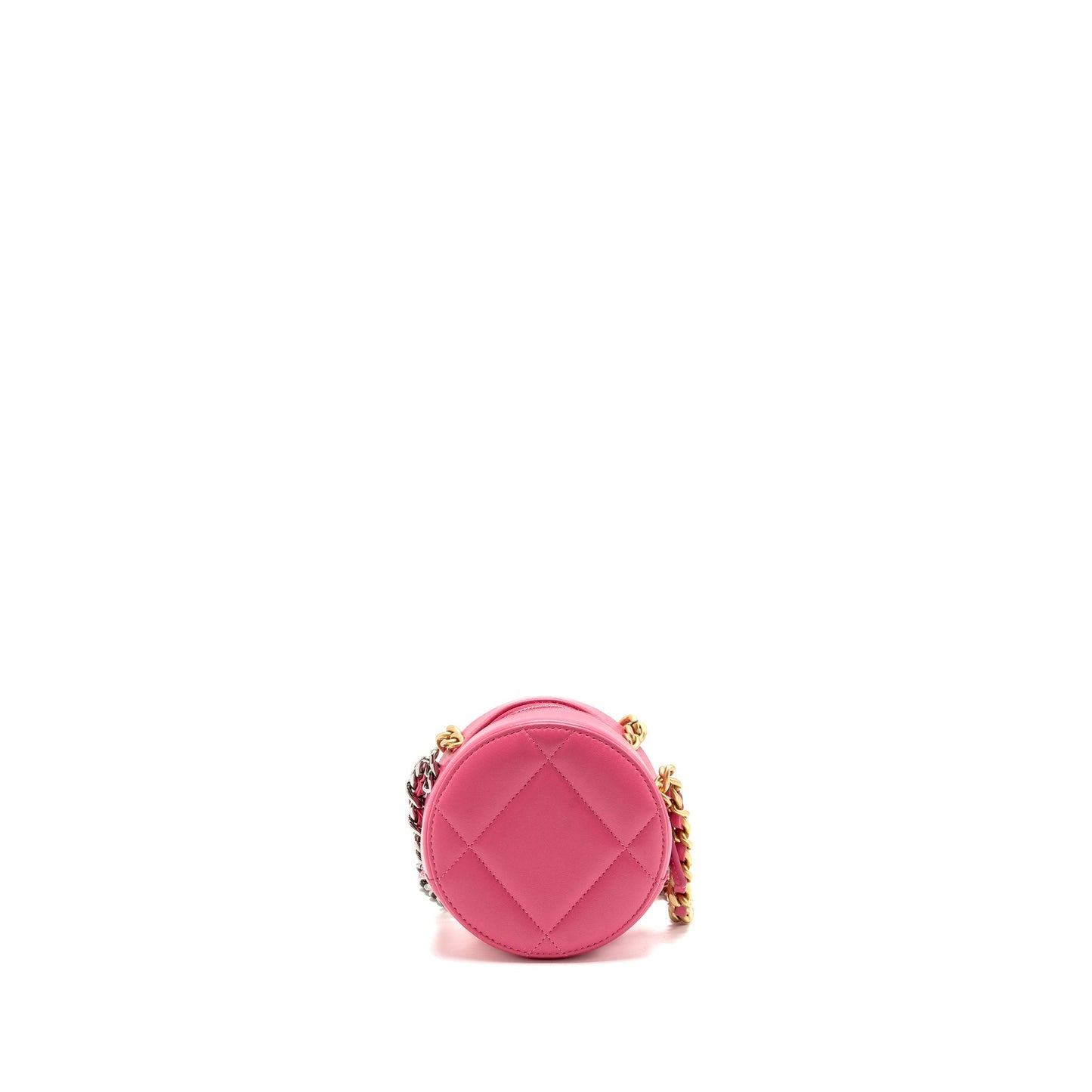 Chanel 19 Round Lambskin Hardware Microchip Multicolour Pink Clutch Bag