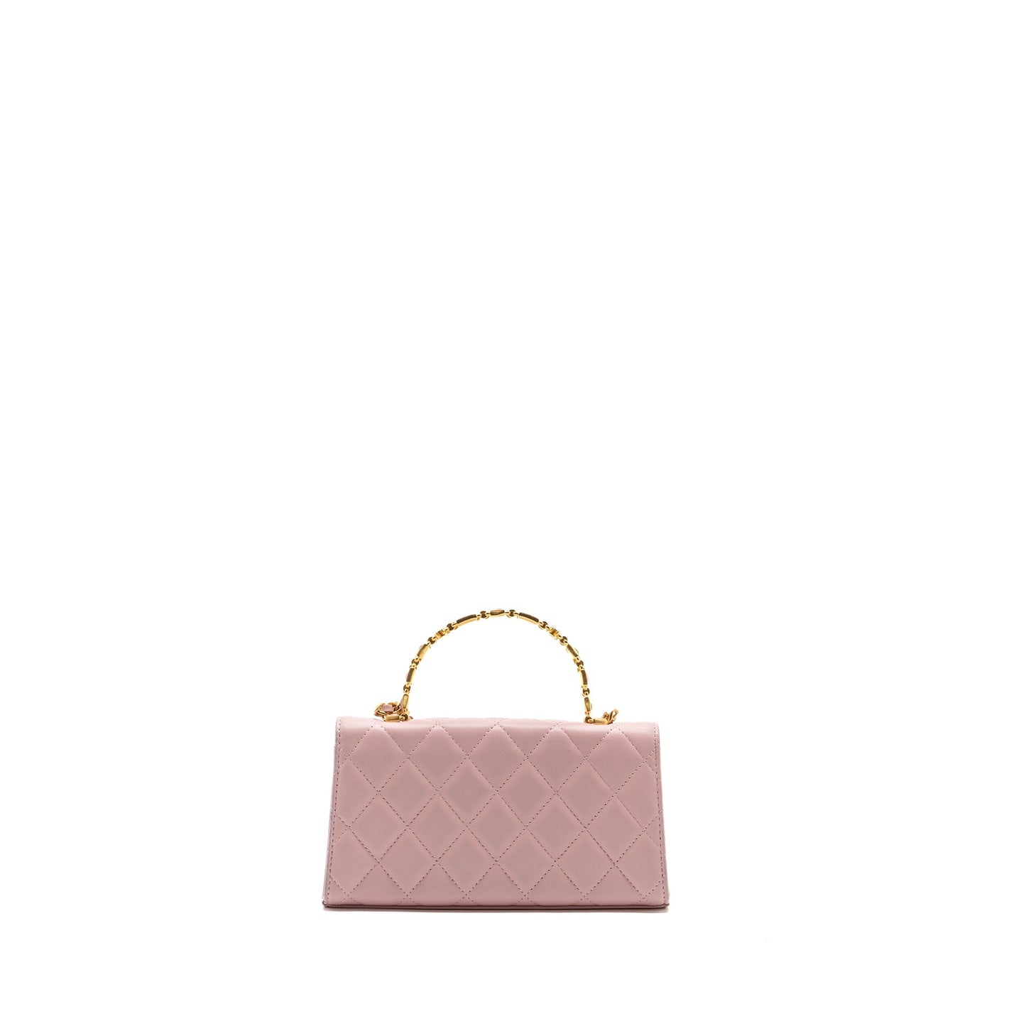 Chanel 22B Flap Enamel Top Handle Lambskin Pink Shoulder Bag Pink Ghw