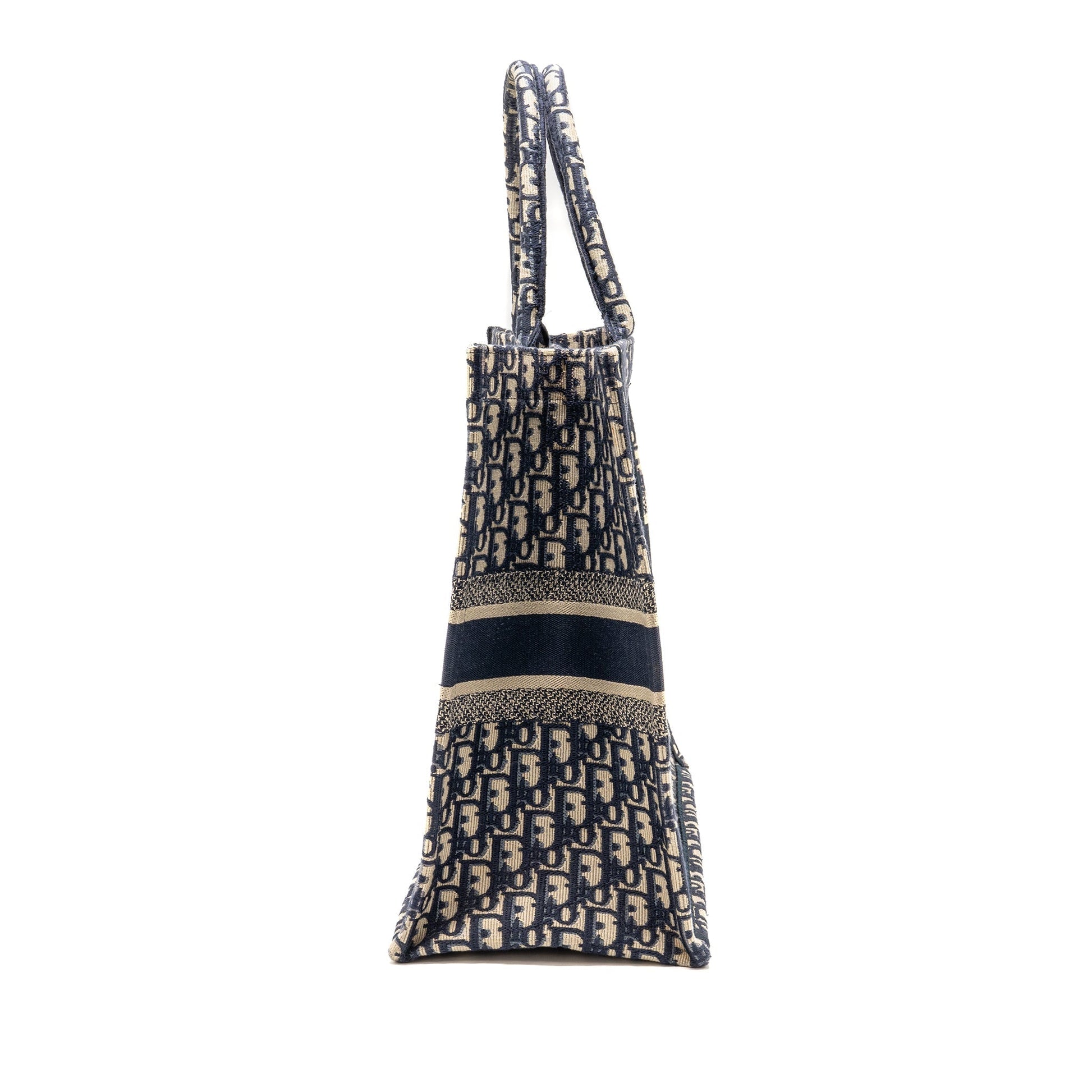 Dior Book Tote Oblique Embroidery Ecru Handbag Blue Large Tote Bag