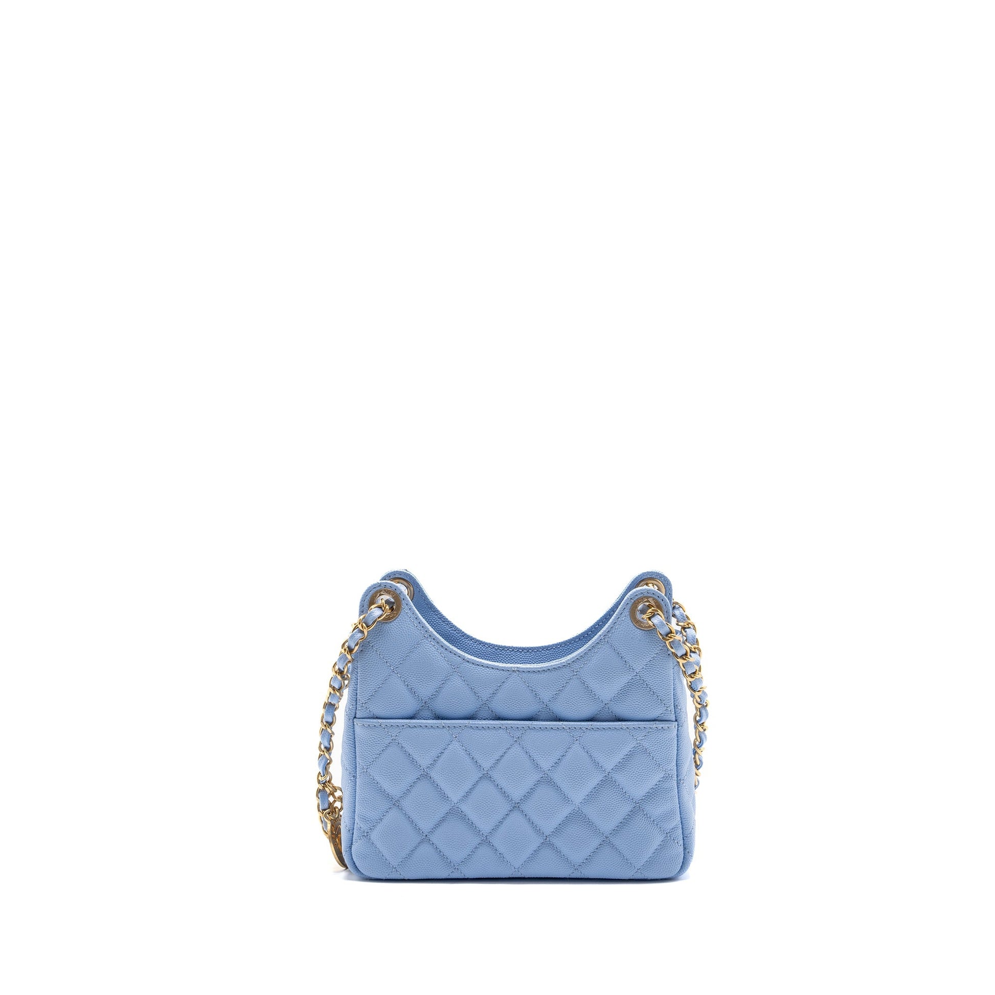 Chanel 23c Hobo Caviar Light GHW Microchip Blue Small Shoulder Bag