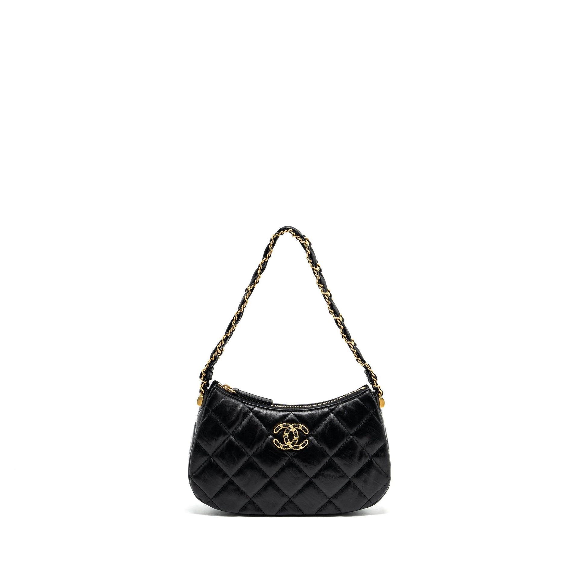 Chanel 23k 19 Hobo Calfskin GHW microchip Black Shoulder Bag