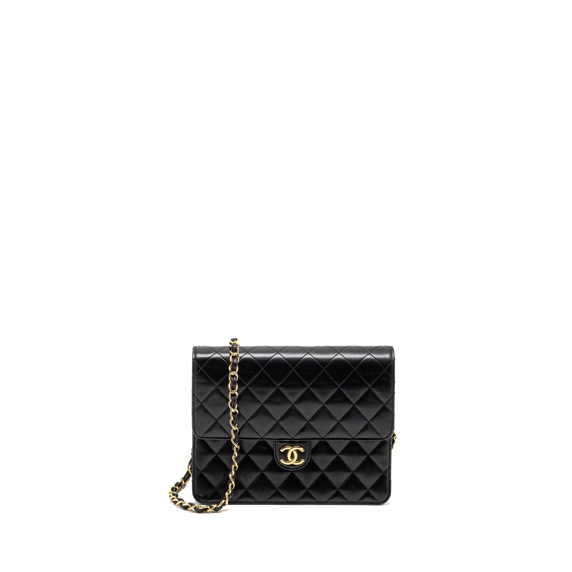 Chanel Square Flap Lambskin GHW Black Handbag