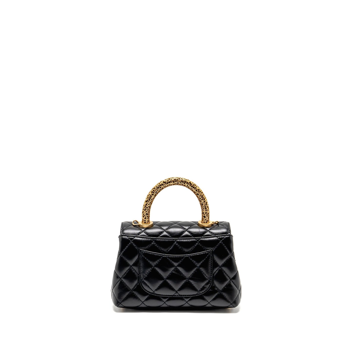 Chanel Detailed g Shiny Calfskin GHW Microchip Black Shoulder Bag