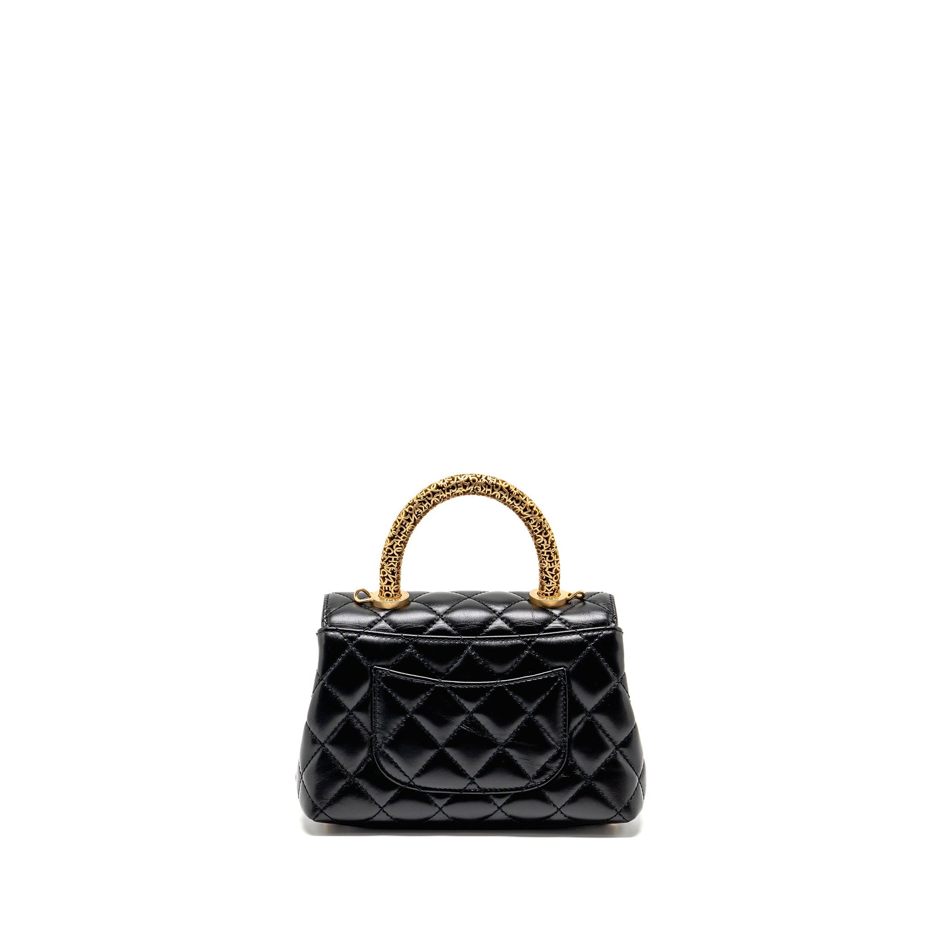 Chanel Detailed g Shiny Calfskin GHW Microchip Black Shoulder Bag