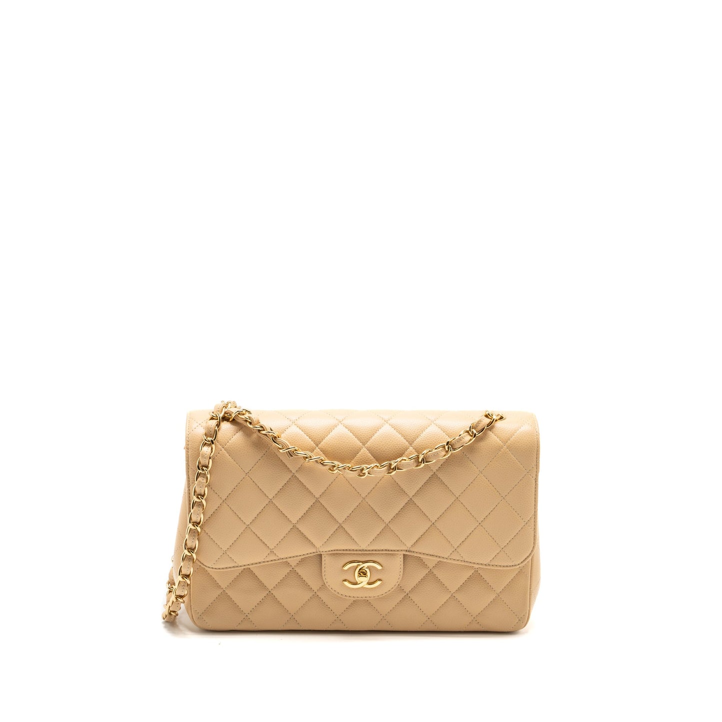 Chanel Jumbo Classic Double Flap Caviar LGHW Beige Handbag