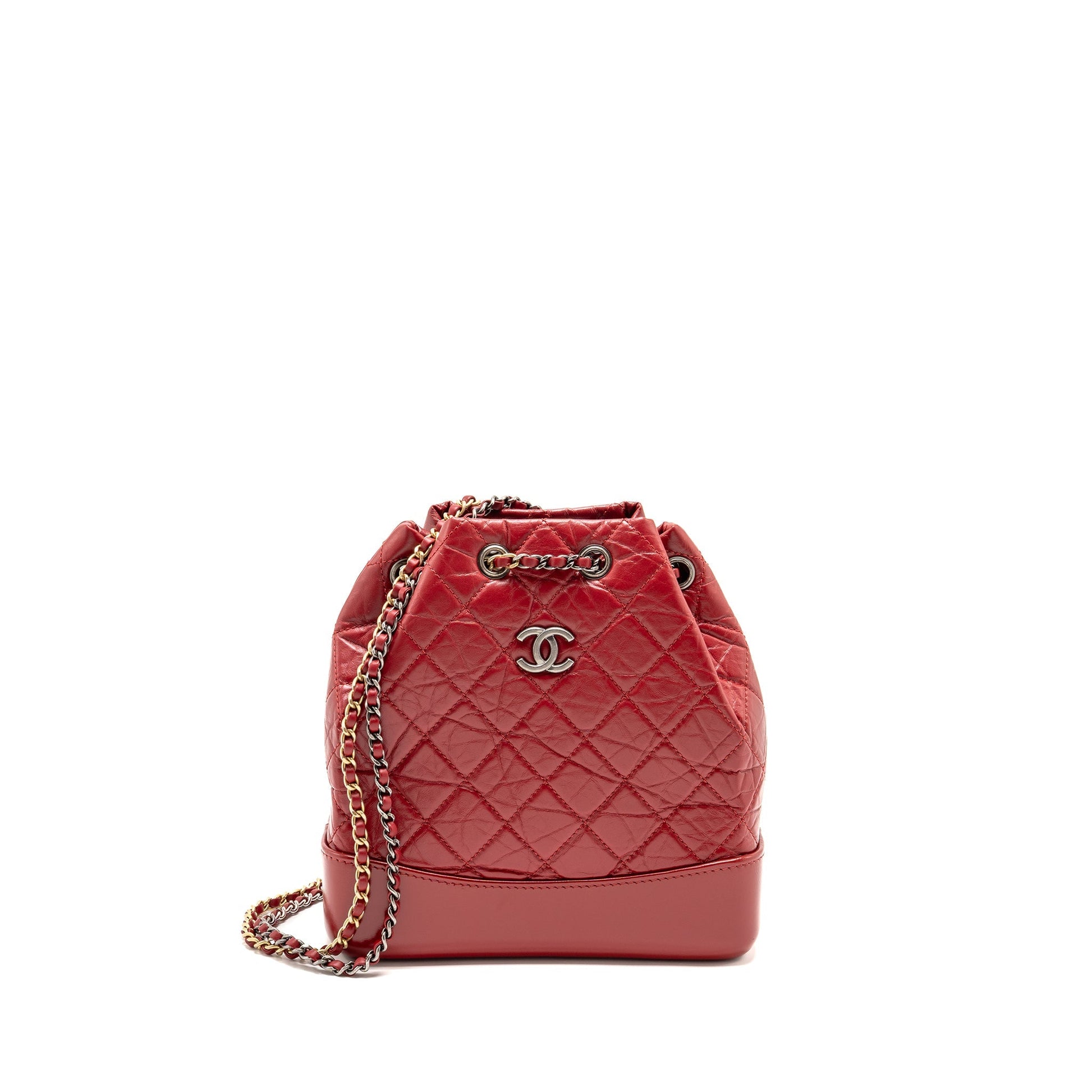 Chanel Gabrielle Backpack Calfskin Hardware Multicolour Red Small