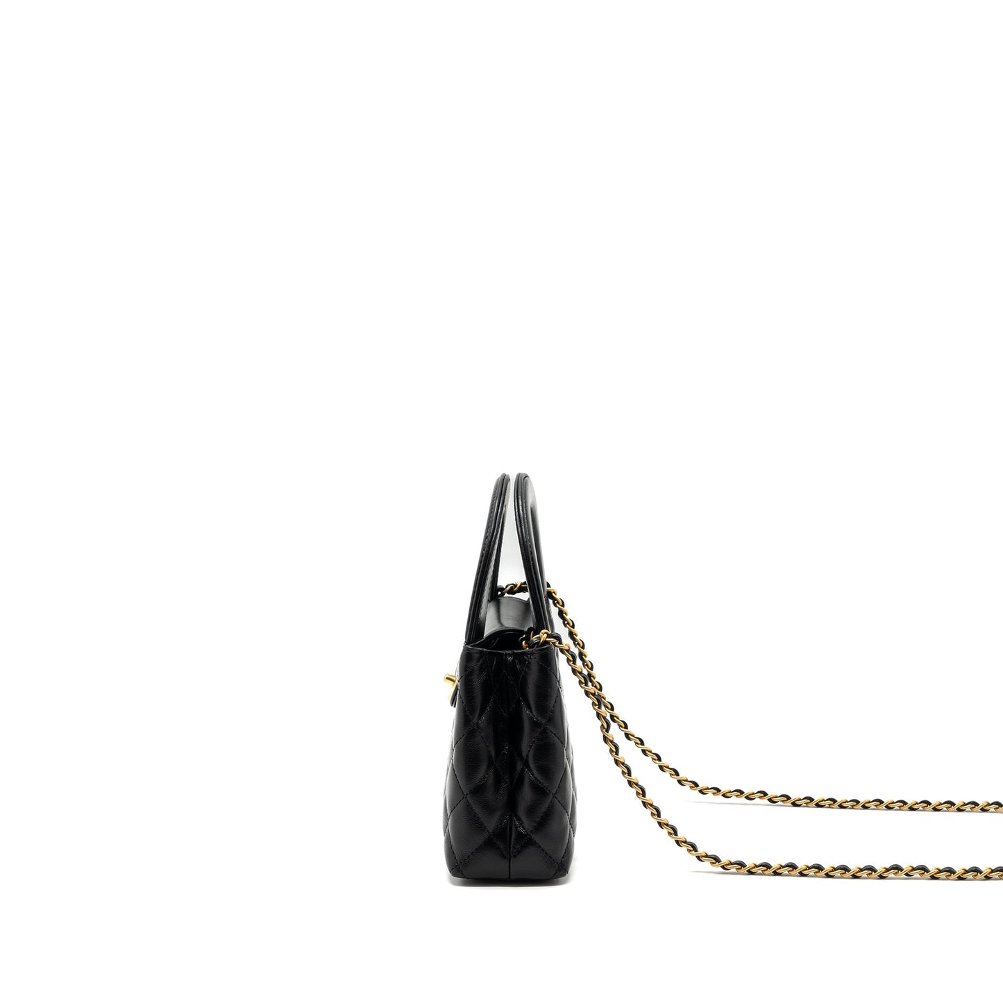 Chanel 23k Shopping Calfskin Brushed GHW Microchip Black Mini Bag