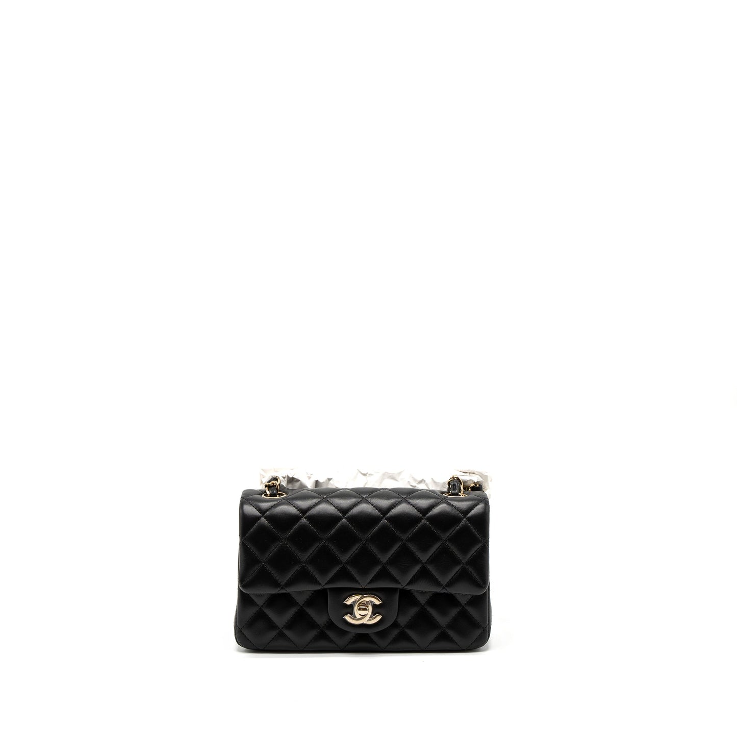 Chanel Rectangular Flap Lambskin LGHW Microchip Black Shoulder Bag Microchip 6