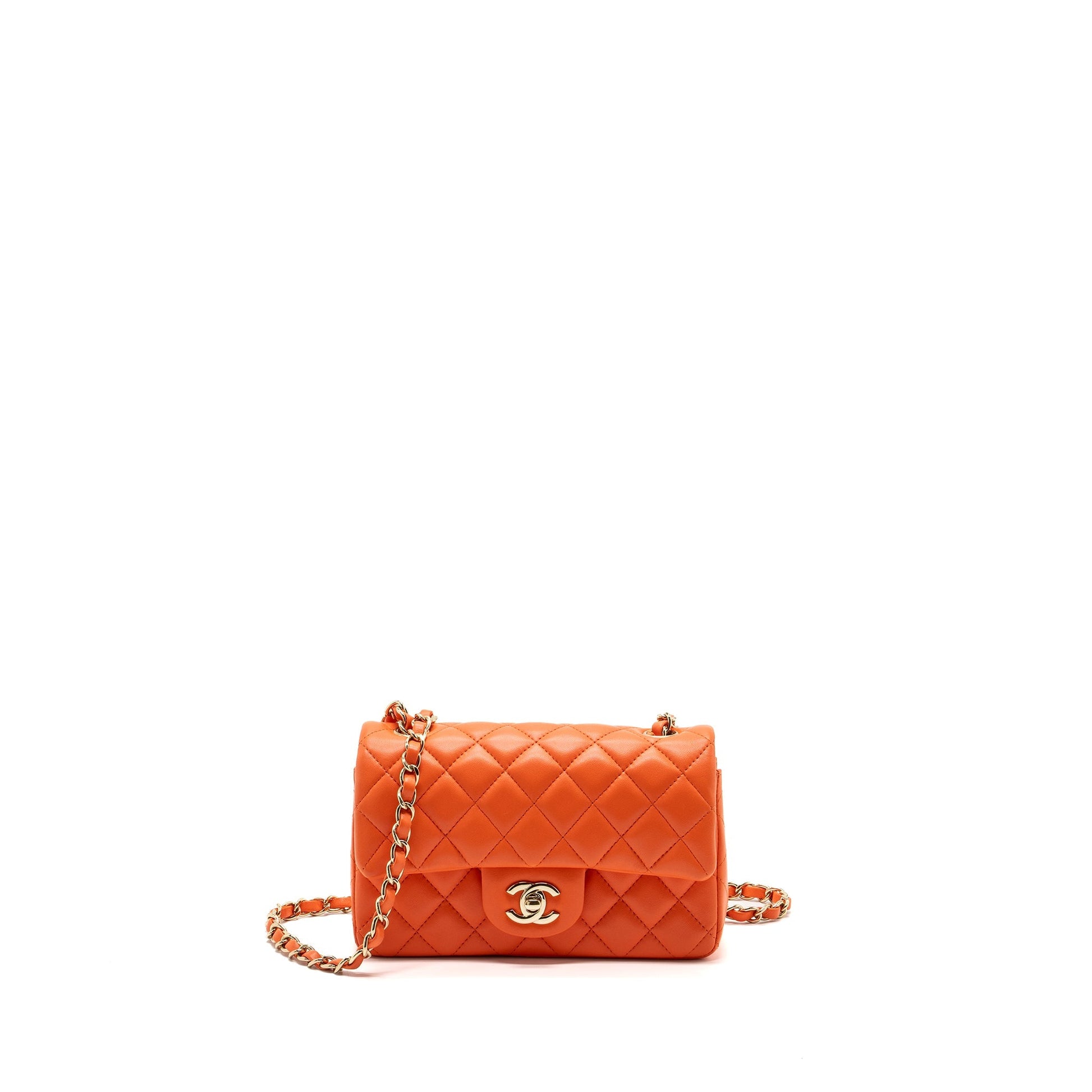 Chanel Rectangular Flap Lambskin SHW Pink Orange Shoulder Bag