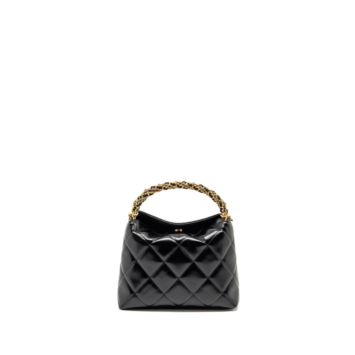 Chanel 24B Twist Top Handle Hobo Lunch Black Shoulder Bag