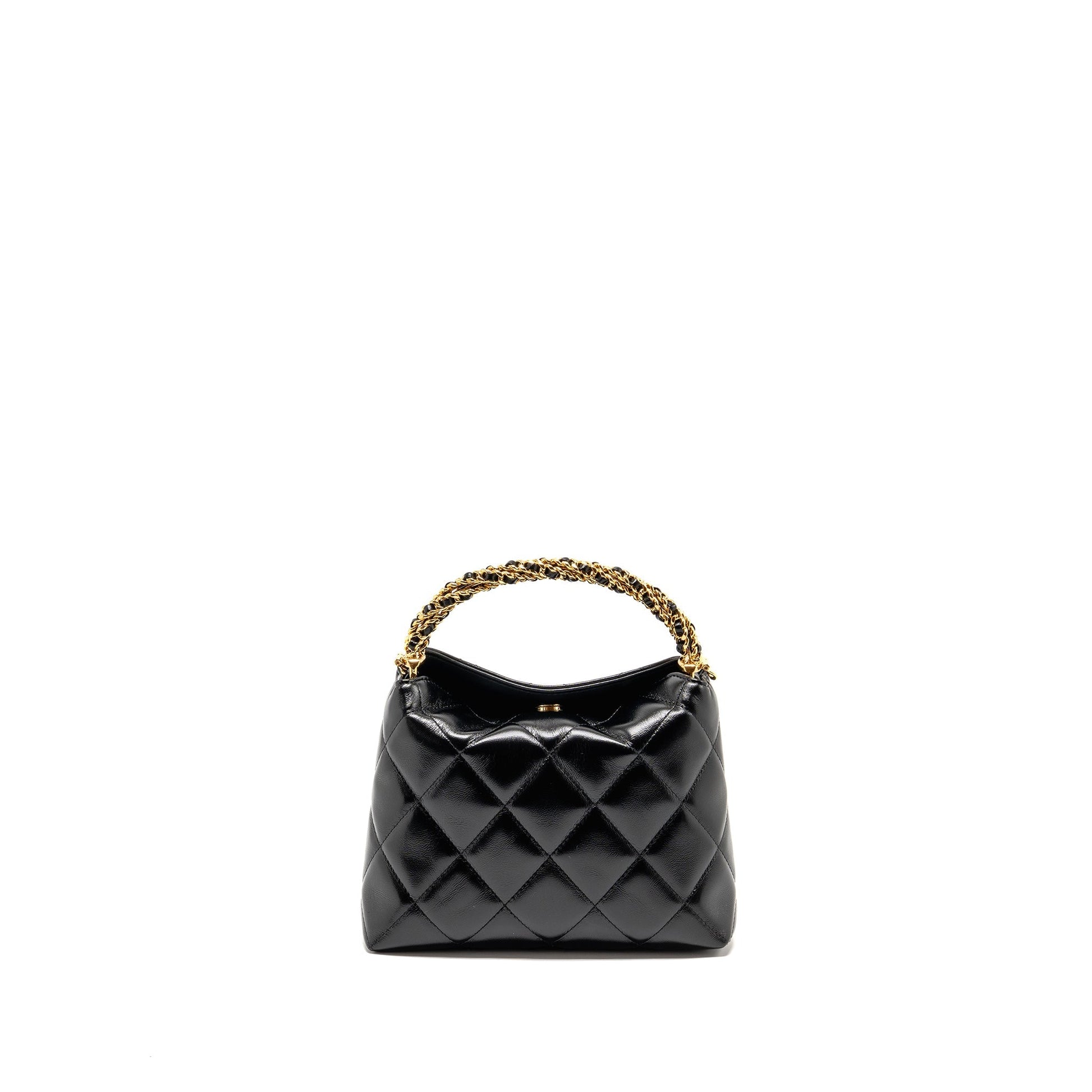 Chanel 24B Twist Top Handle Hobo Lunch Black Shoulder Bag