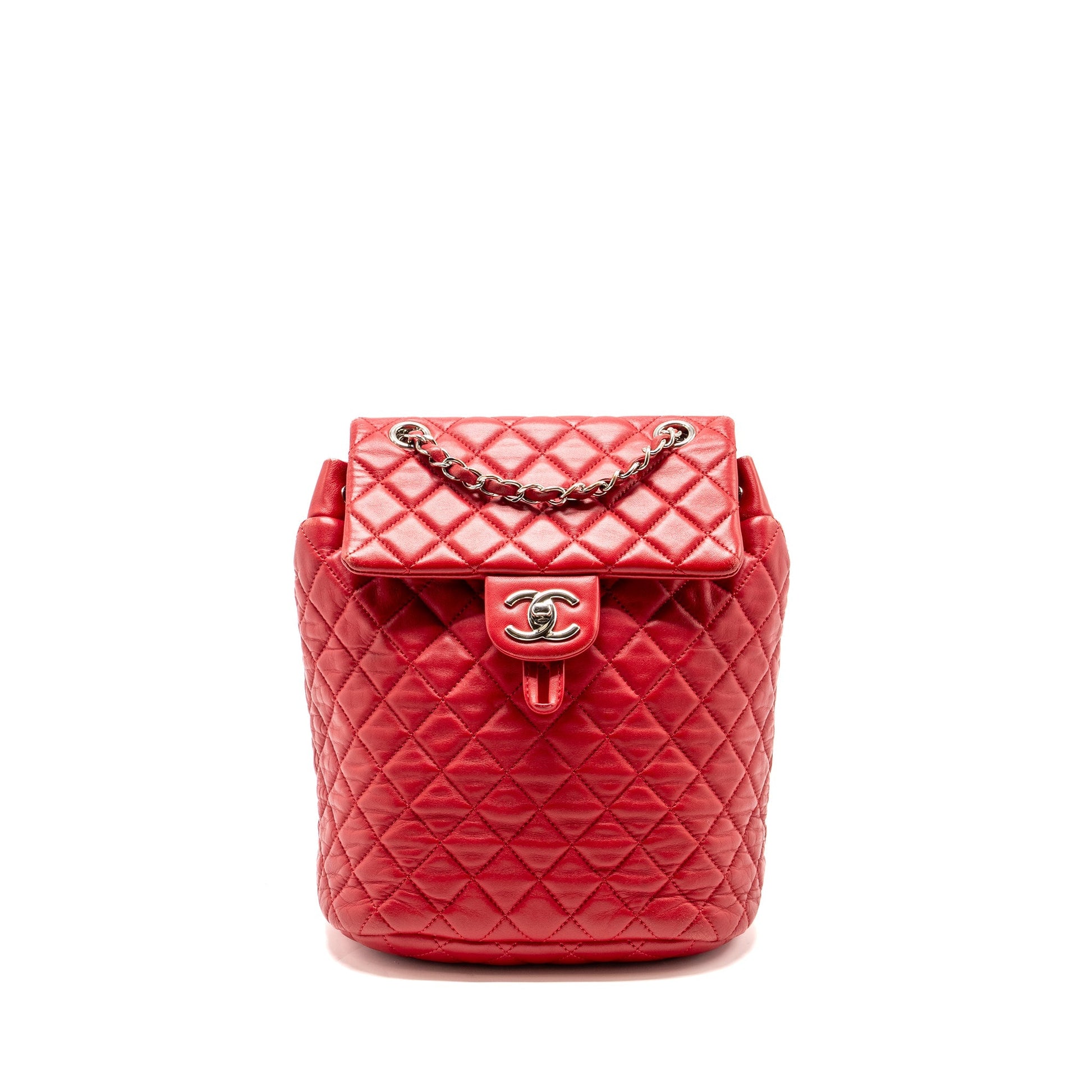 Chanel Urban Spirit Quilted Backpack Lambskin LGHW Red Small